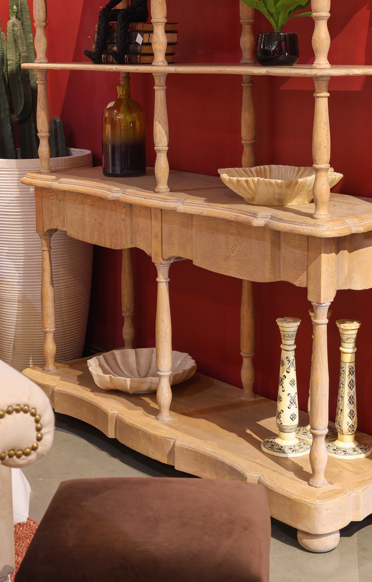 Vintage Bone Inlay Floral Candle Holder