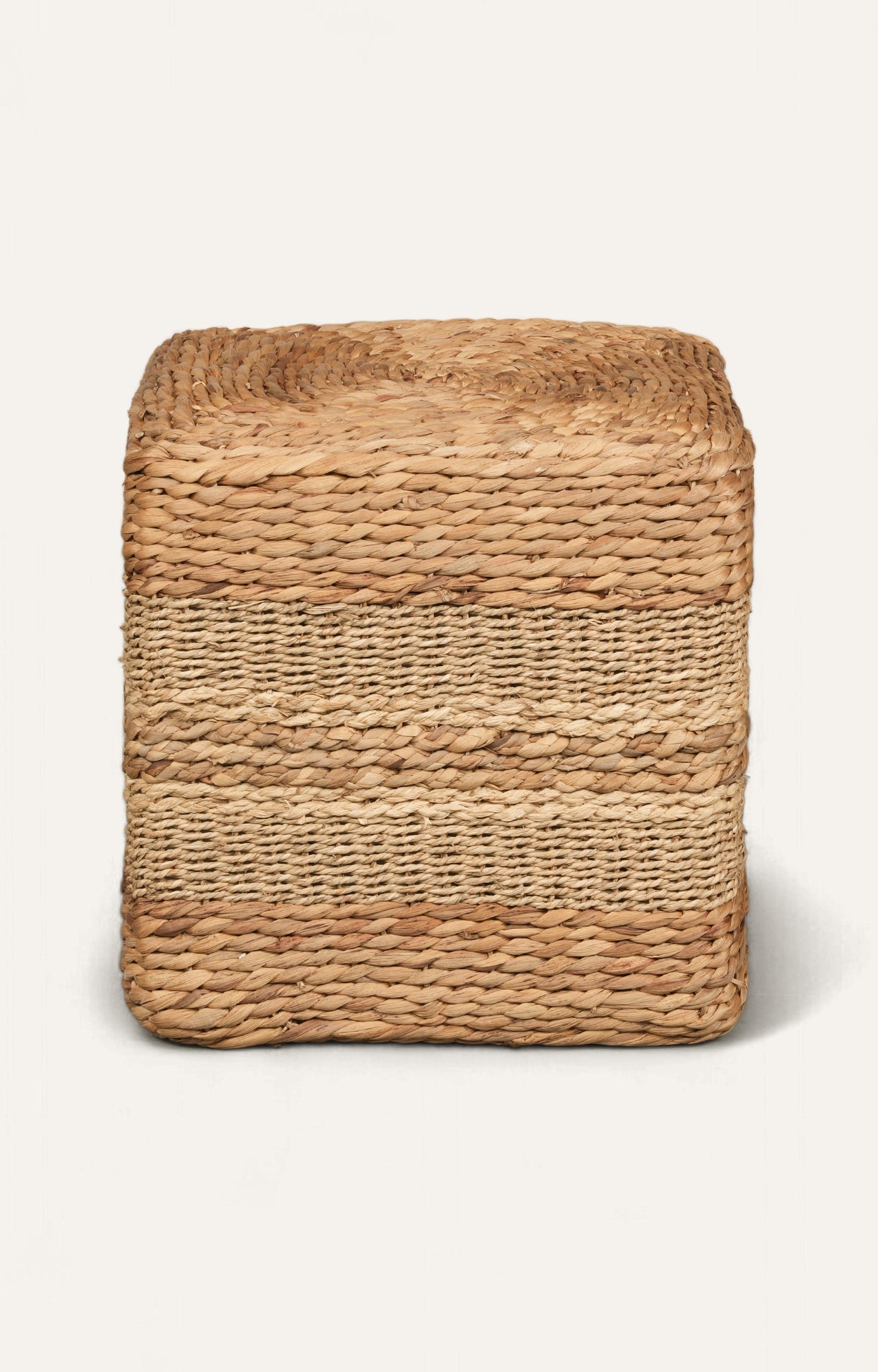 Square Braided Natural Fiber Pouf