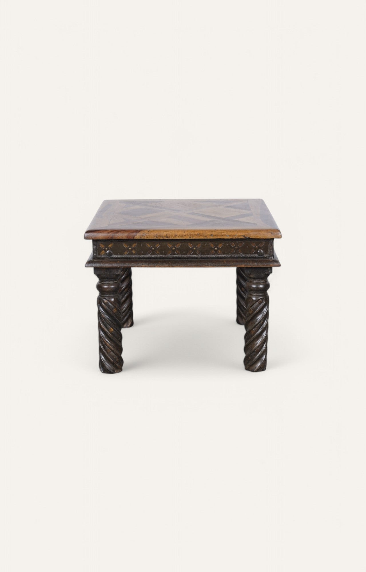 Traditional Side Table with Parquet Top