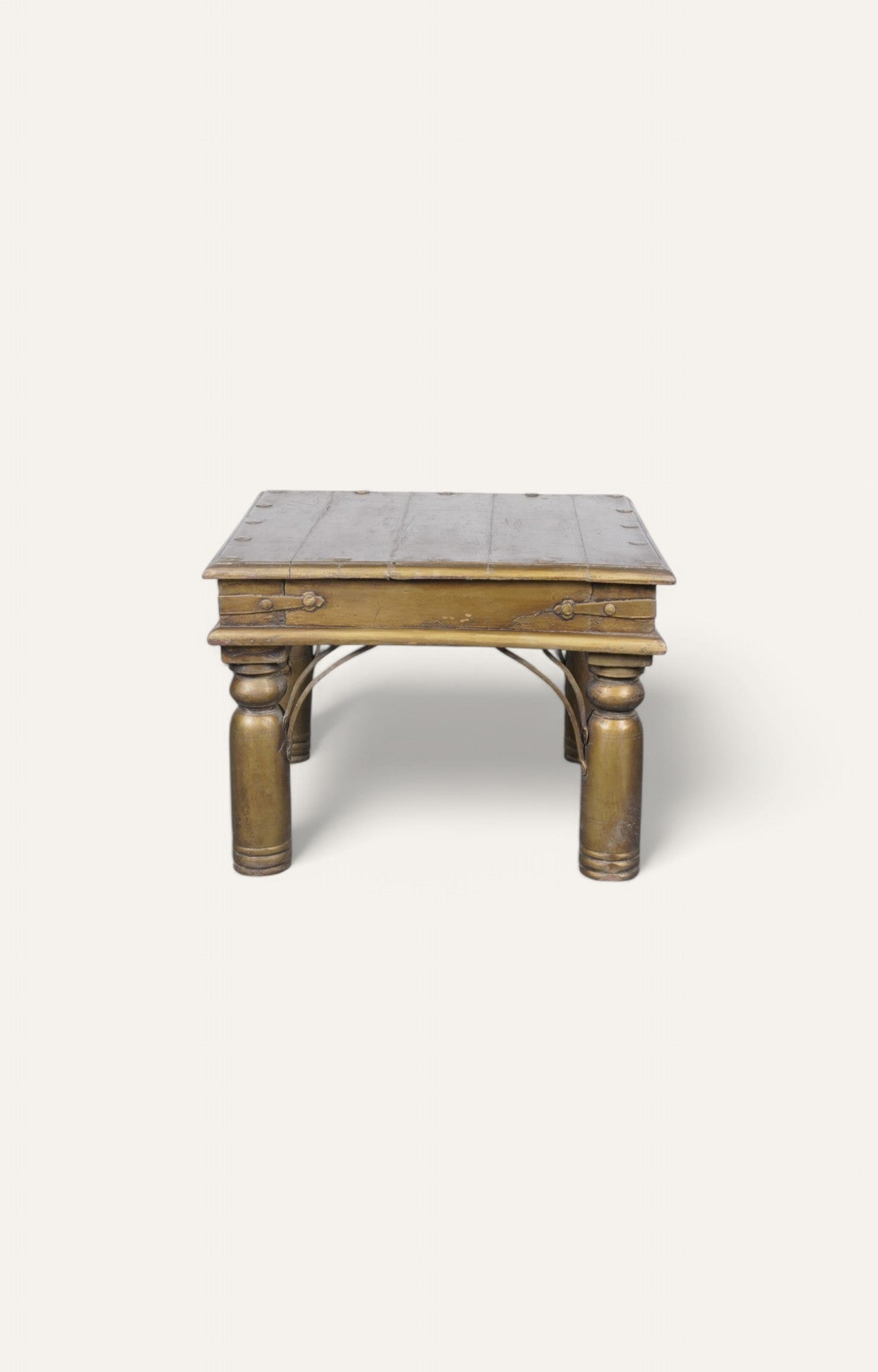 Gold Wood and Brass Side Table