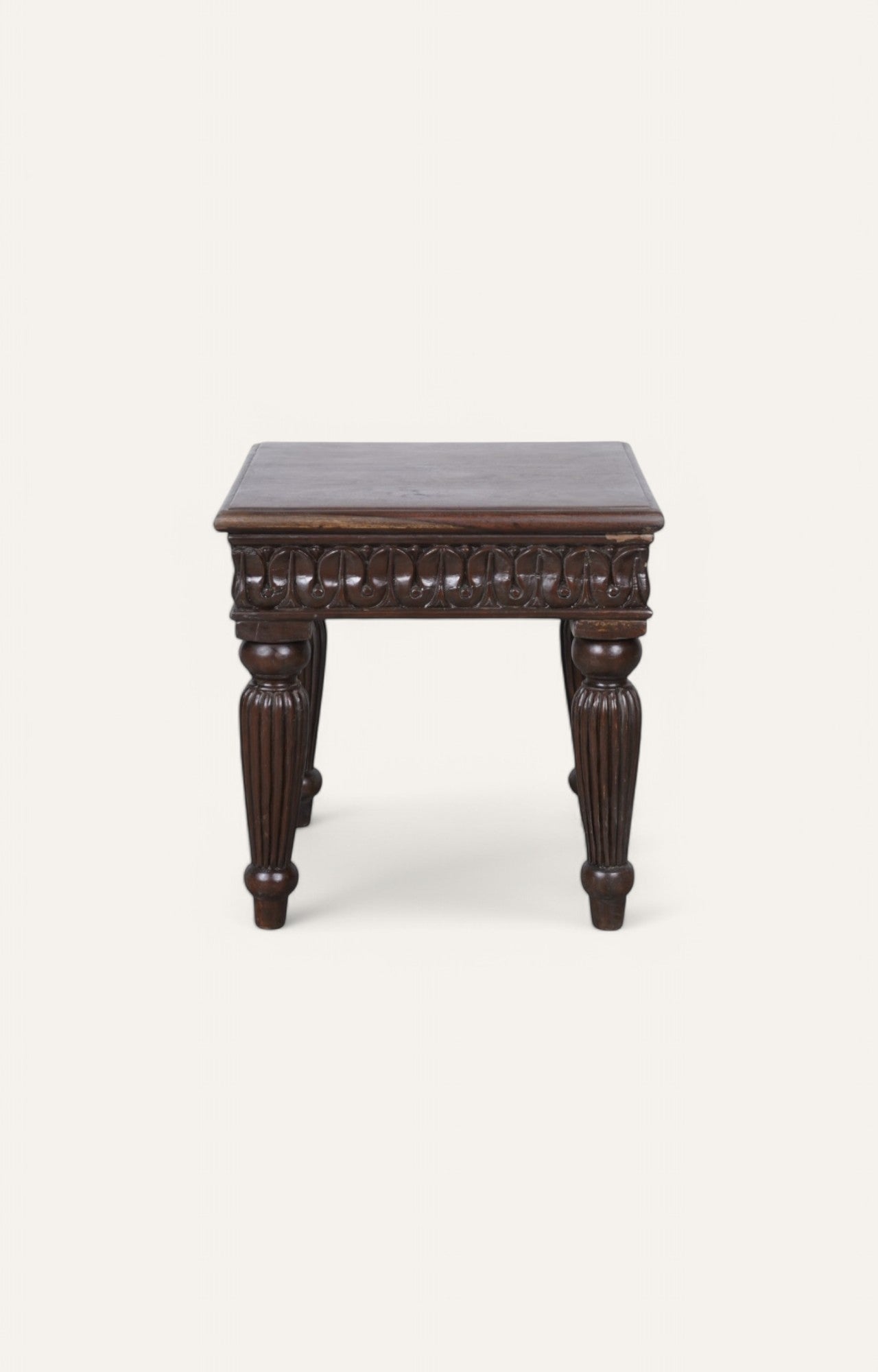 Brown Side Table with Fluted Legs