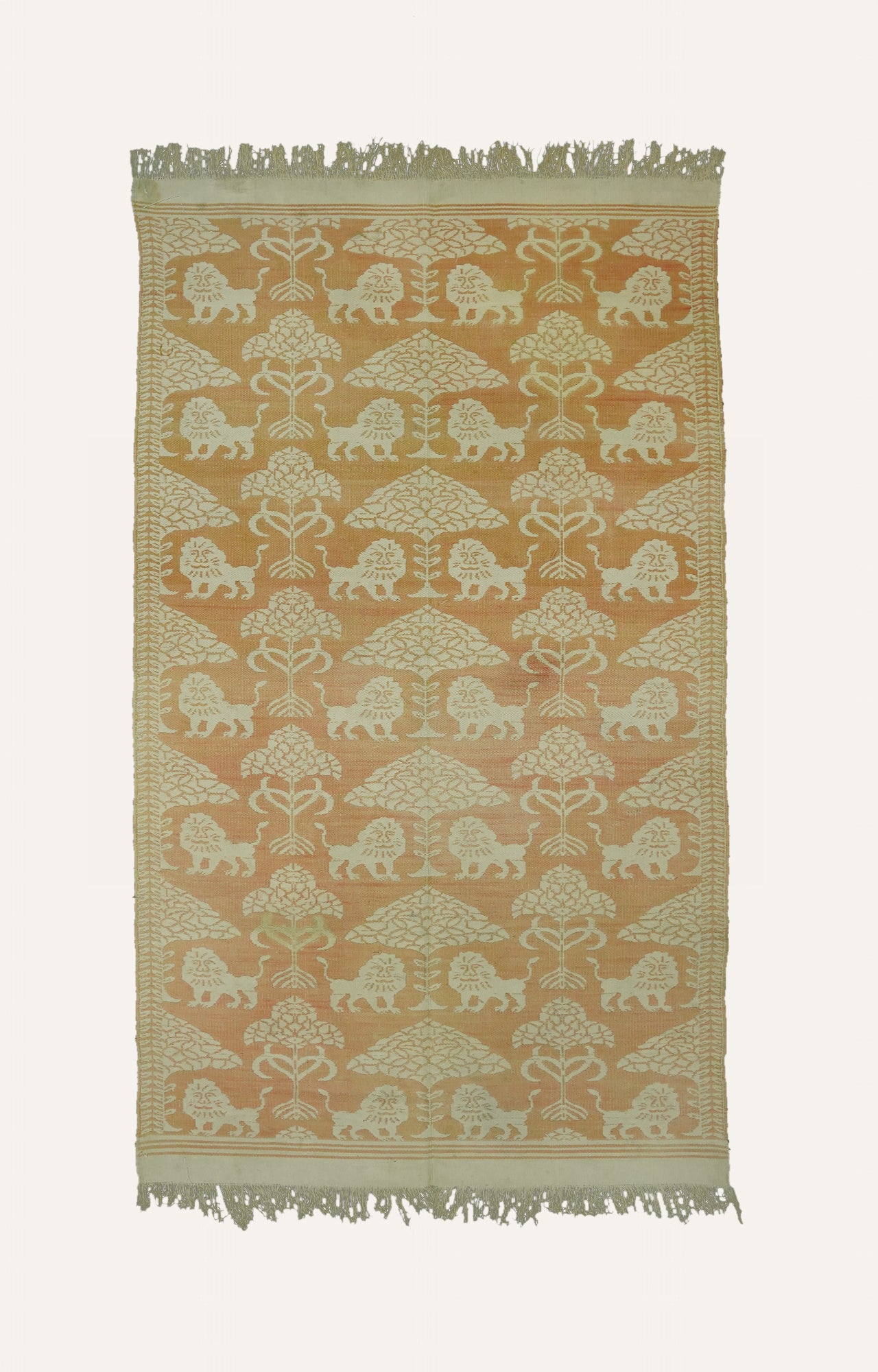 Handwoven Cotton Rug with Animal Motifs