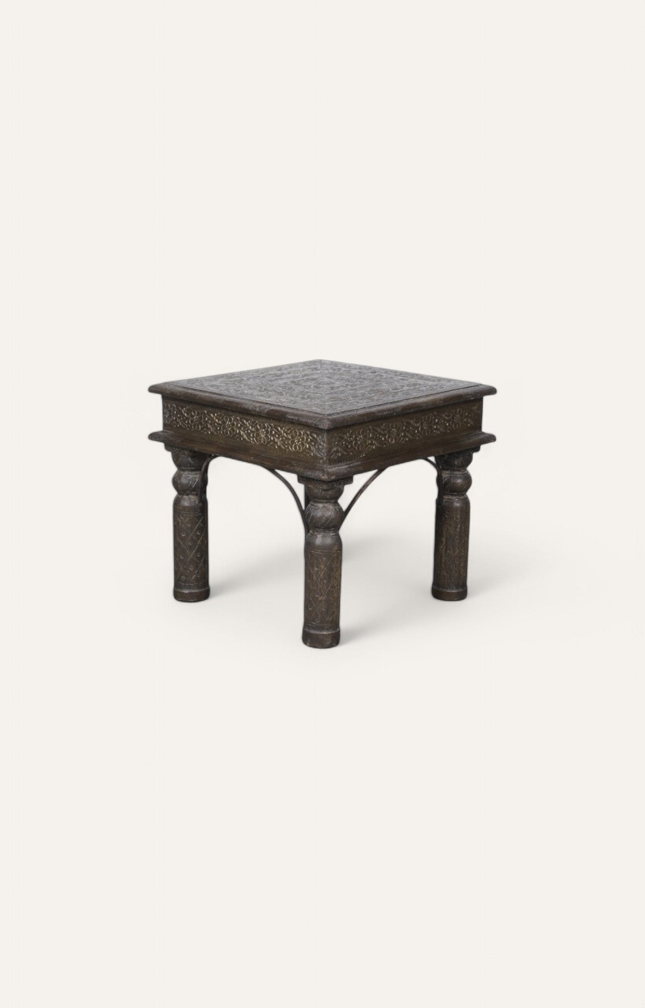 Traditional Side Table with Brass Cladded