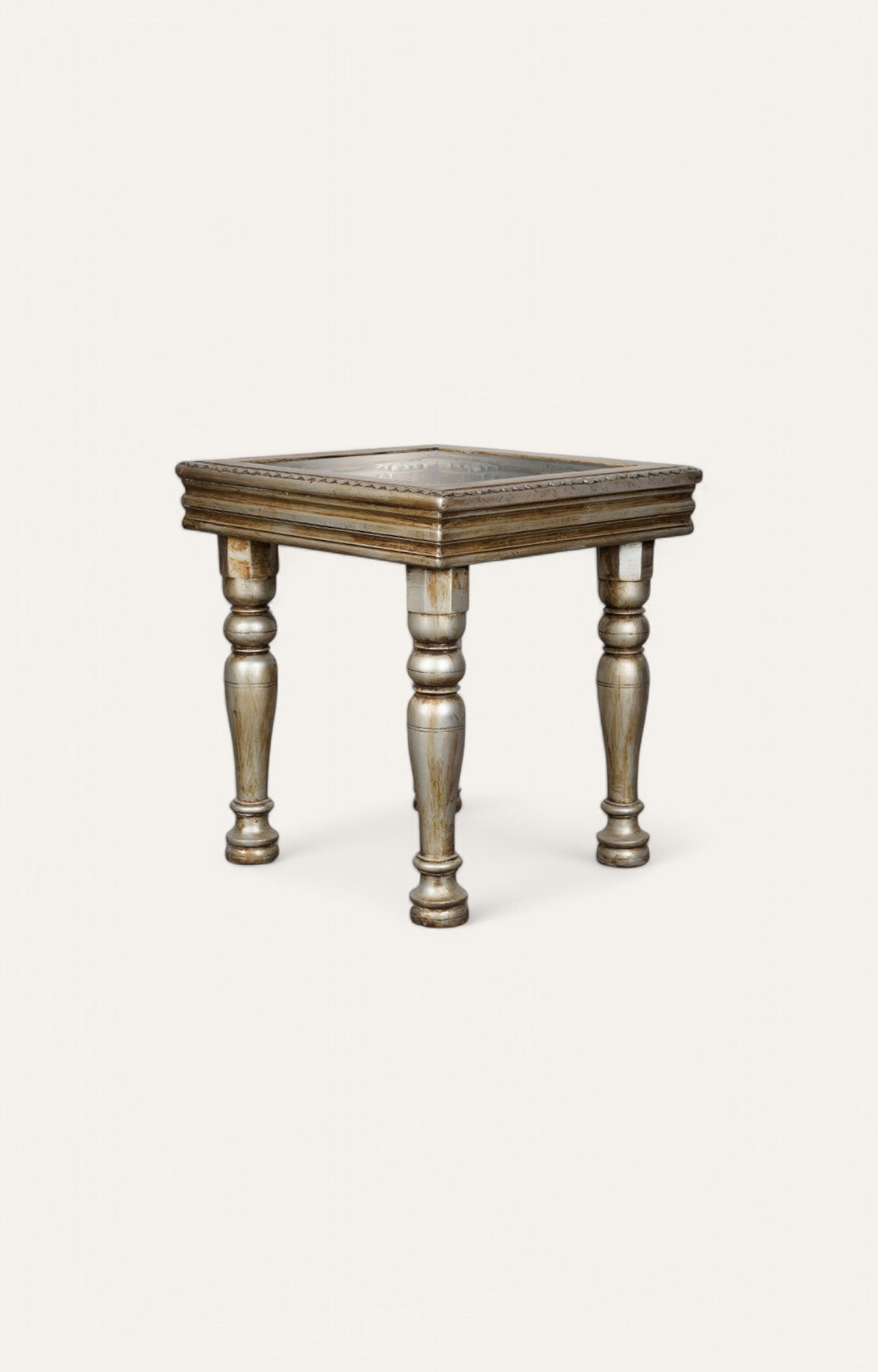 Gold Finish Wooden Metal Side Table