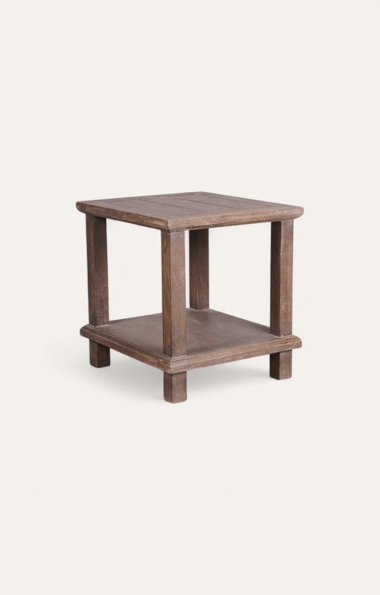 Natural Finish Wooden Side Table with Shelf