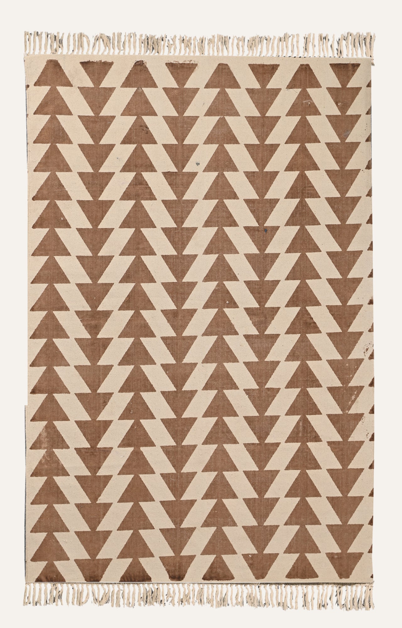 Geometric Chevron Brown Triangles Cotton Rug