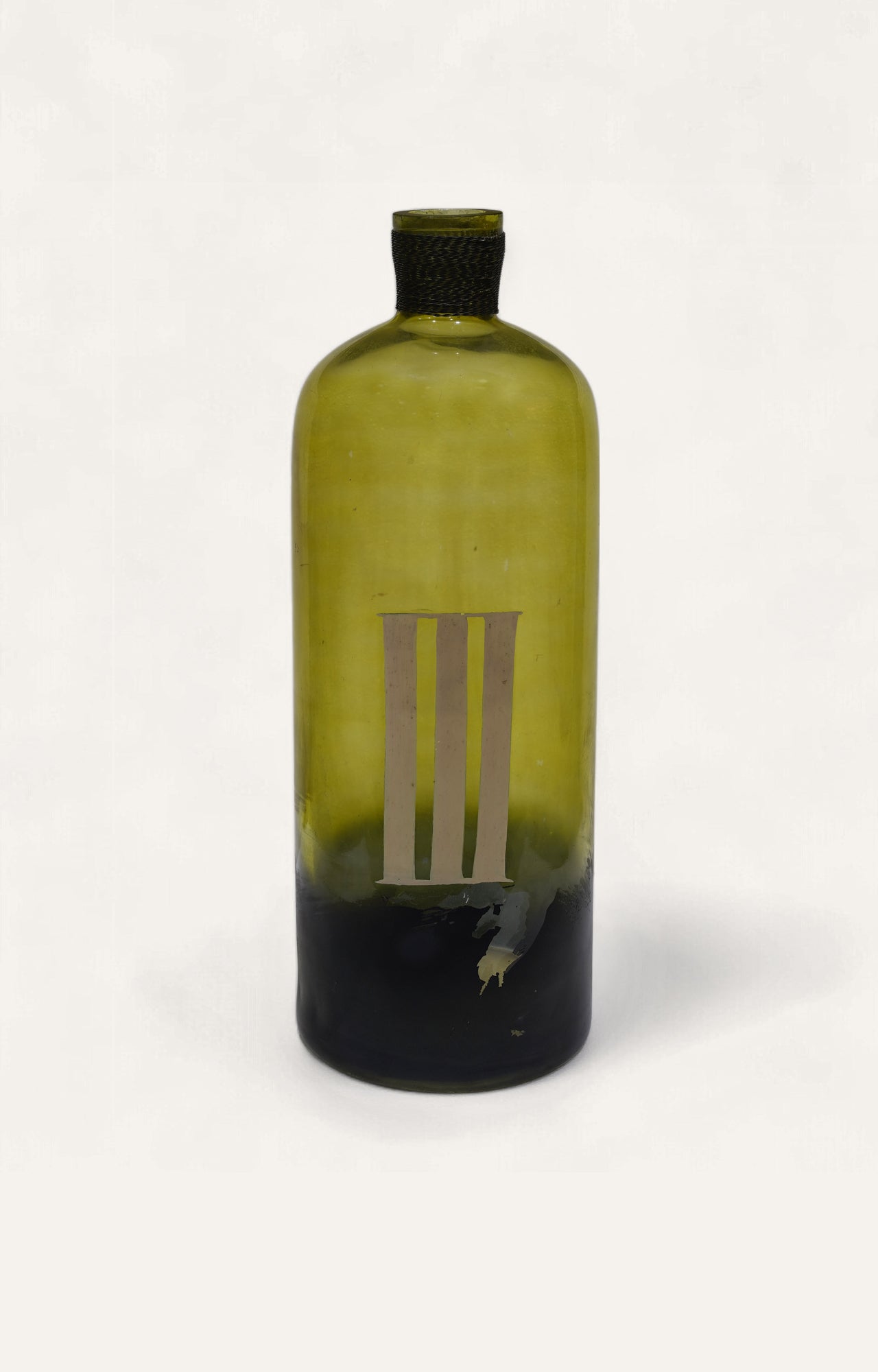 Olive Green Bottle-Design Glass Vase