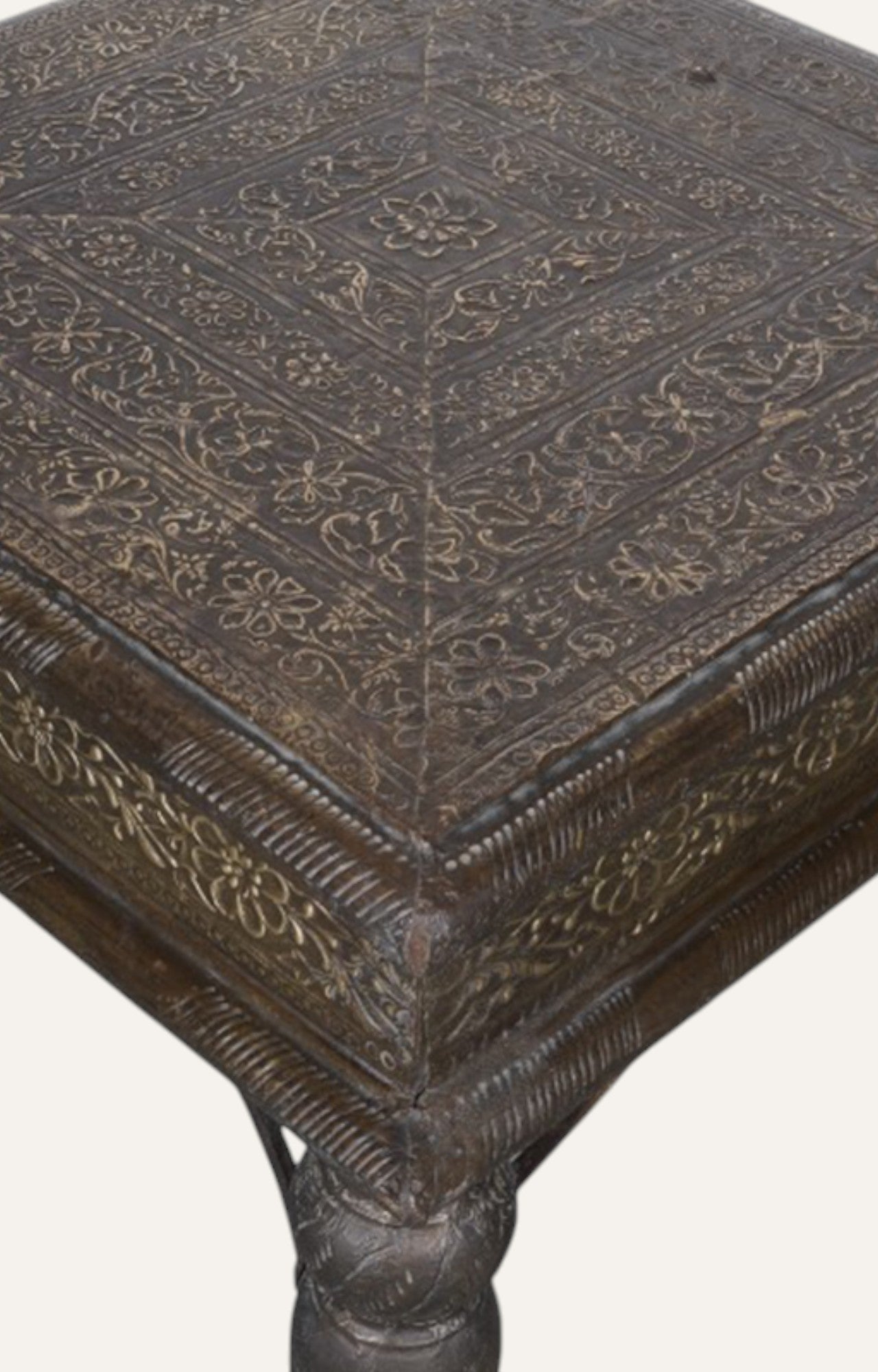 Traditional Side Table with Brass Cladded