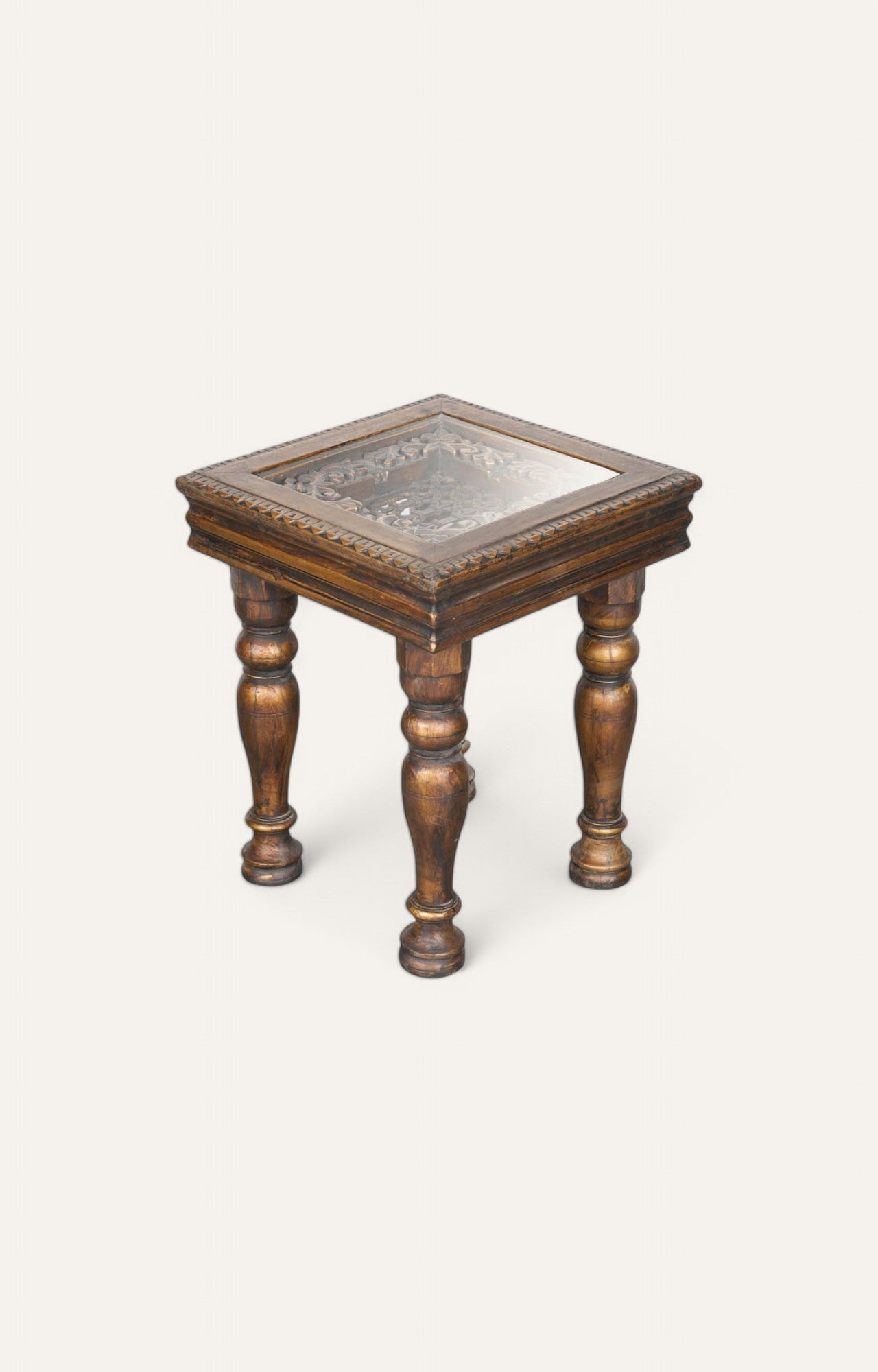 Hand Carved Wooden Side Table
