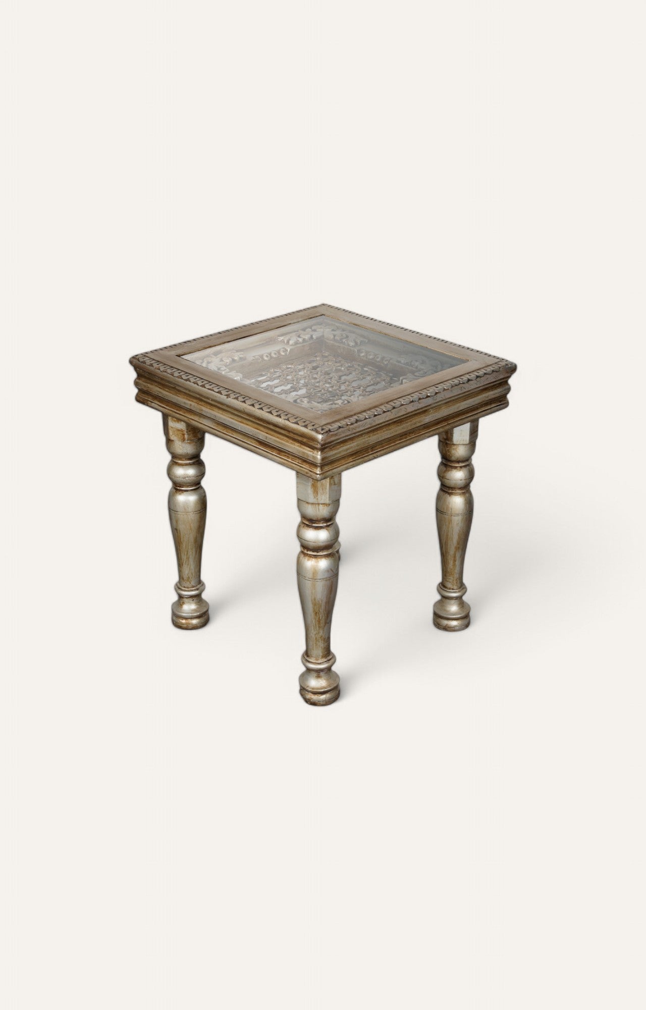 Gold Finish Wooden Metal Side Table