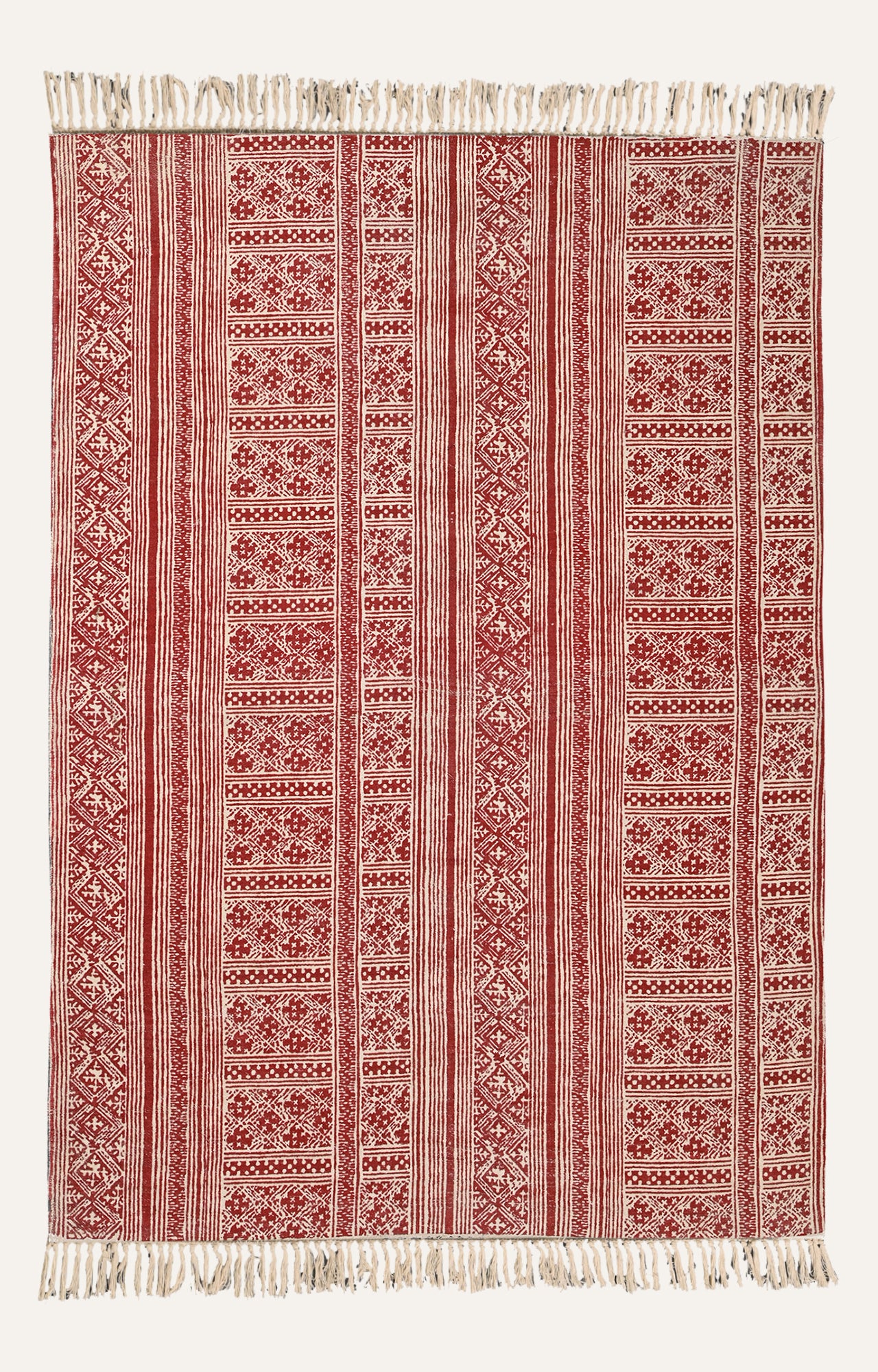 Nordic Stripe Cotton Rug in Red