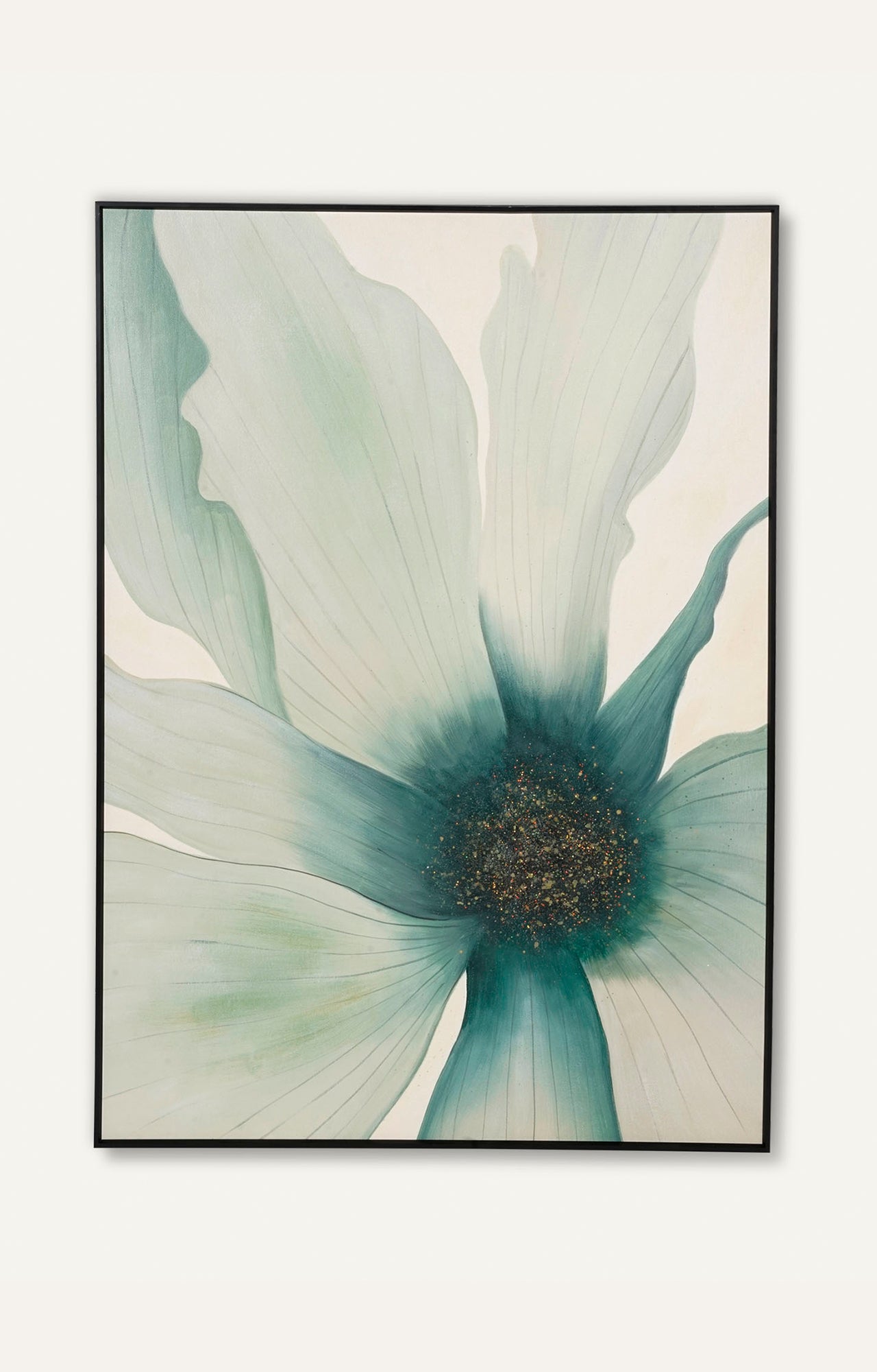 Teal in Bloom - Embossed Oil Painting