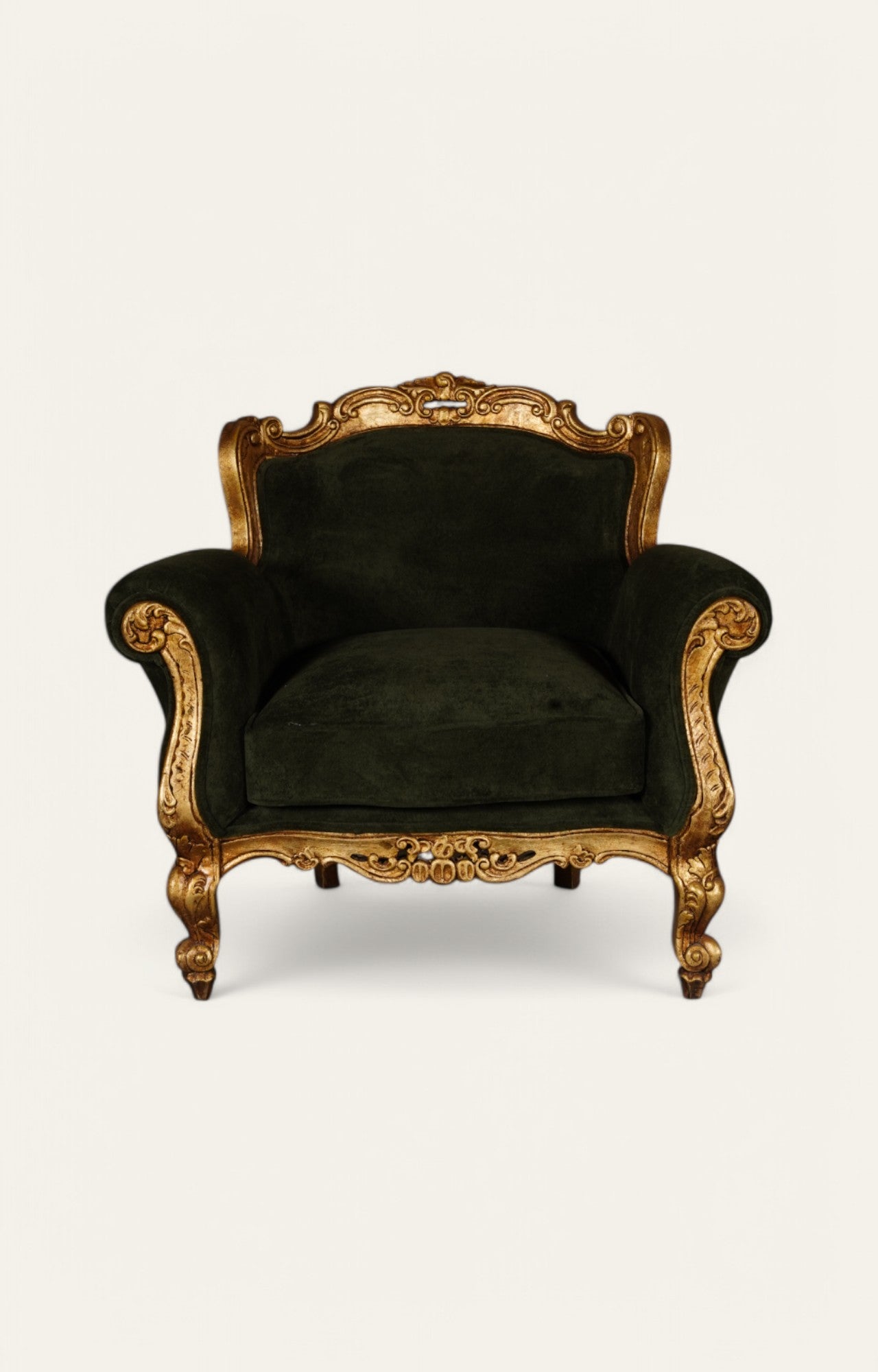 Velvet Lounge Chair in Antique Gold Teak