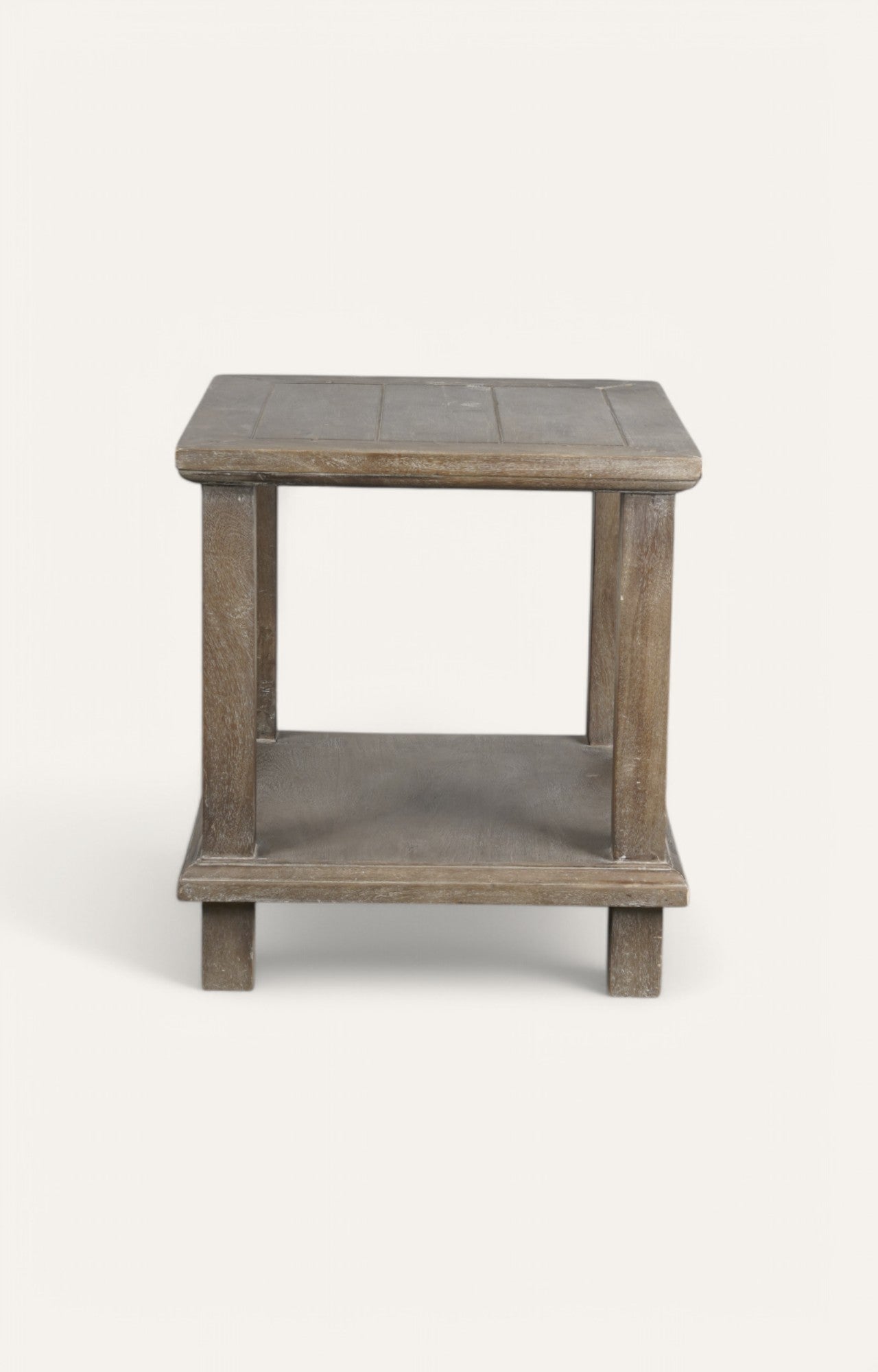 Natural Finish Wooden Side Table with Shelf