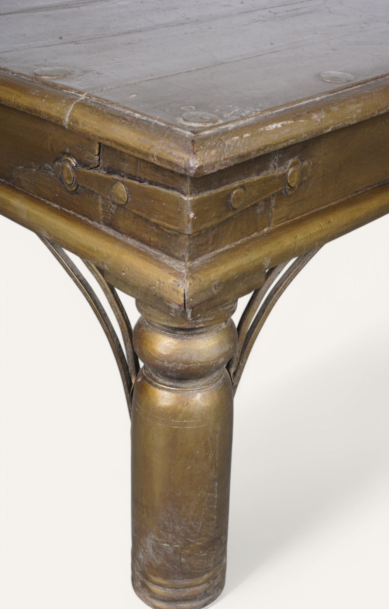 Gold Wood and Brass Side Table