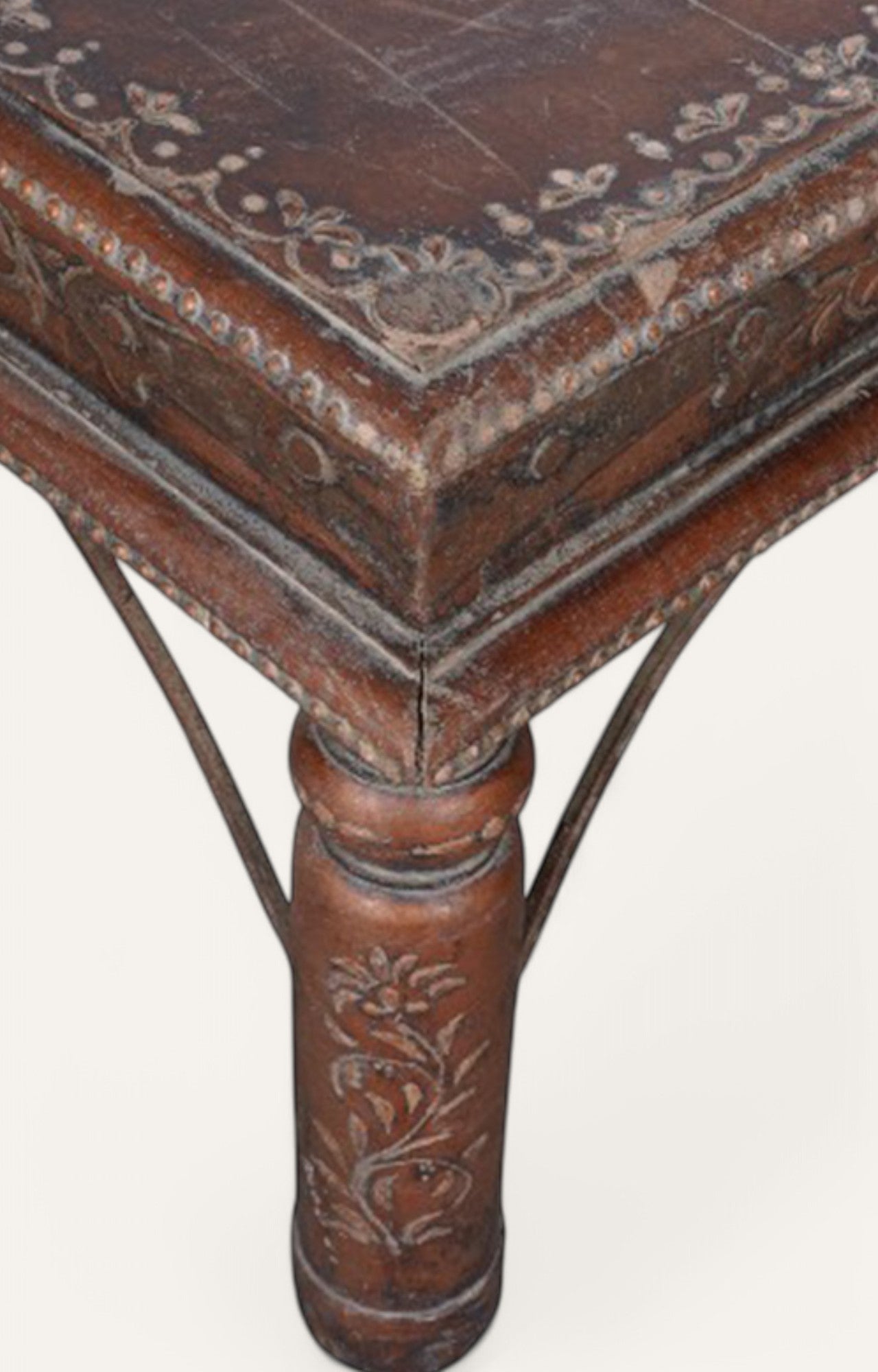 Floral Traditional Wooden Side Table
