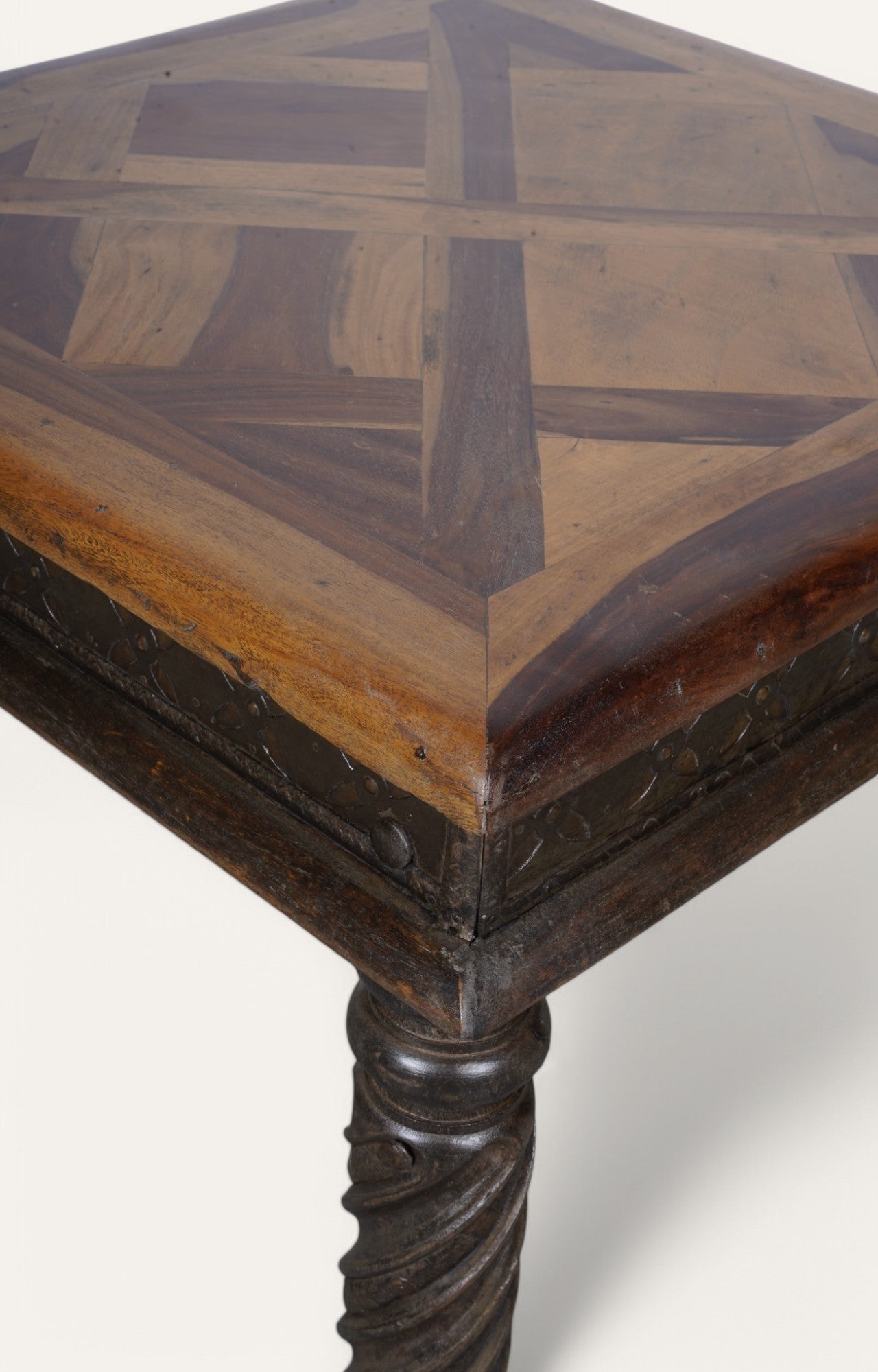 Traditional Side Table with Parquet Top