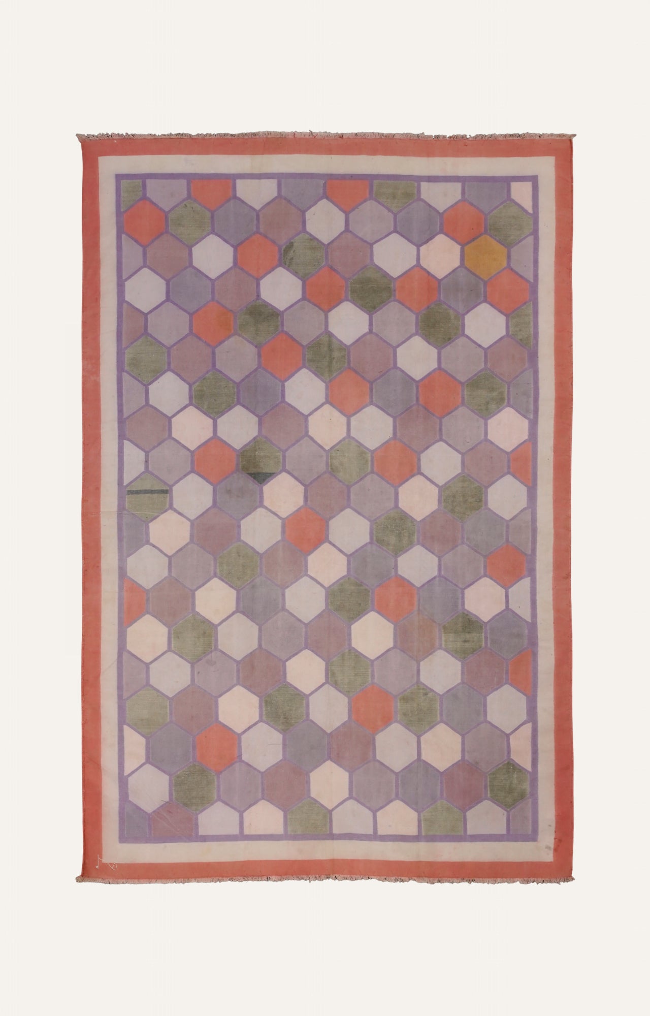 Hexagon Multicolor Handwoven Cotton Rug