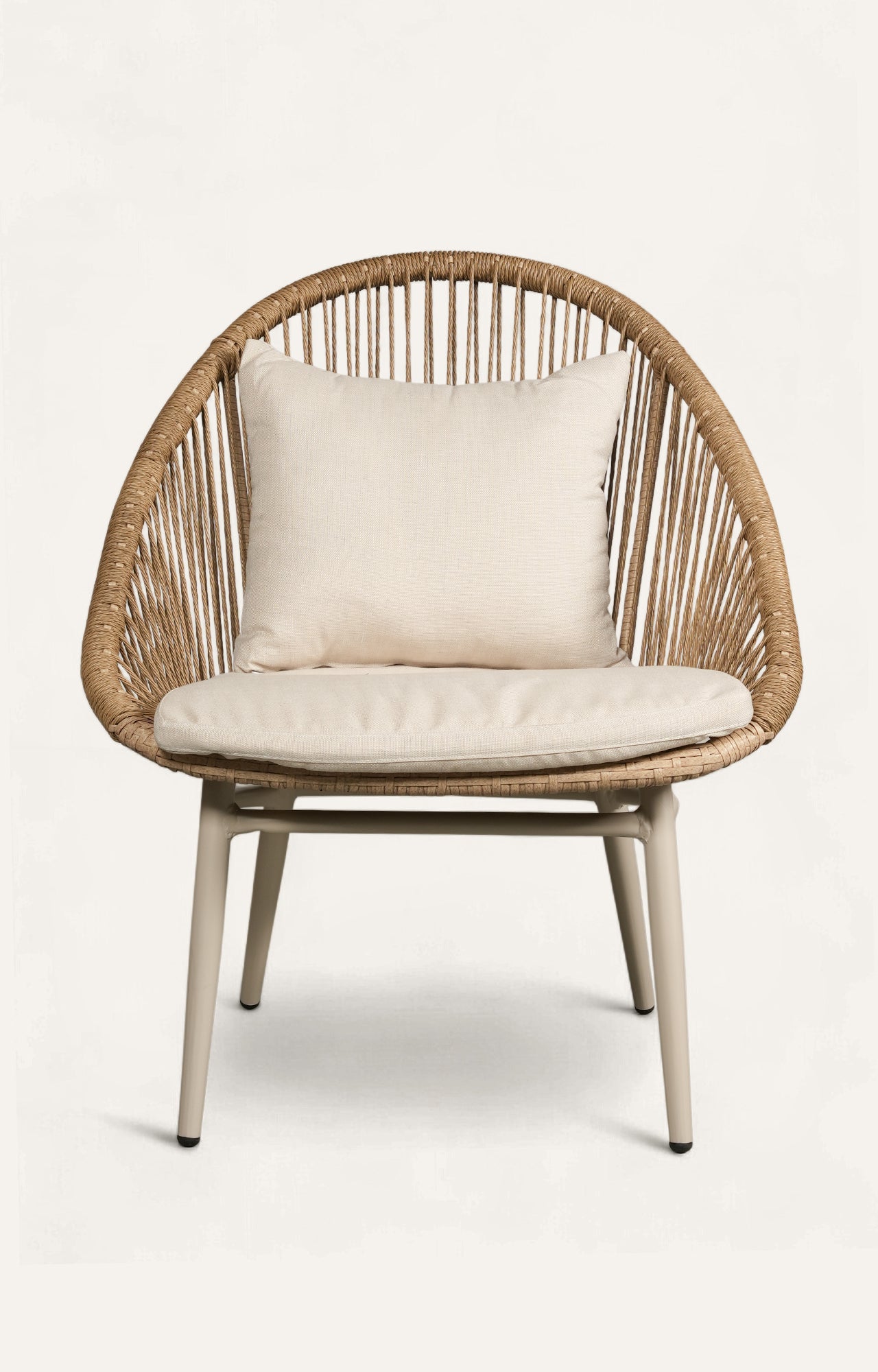 Woven Rattan Lounge Chair with Cushions