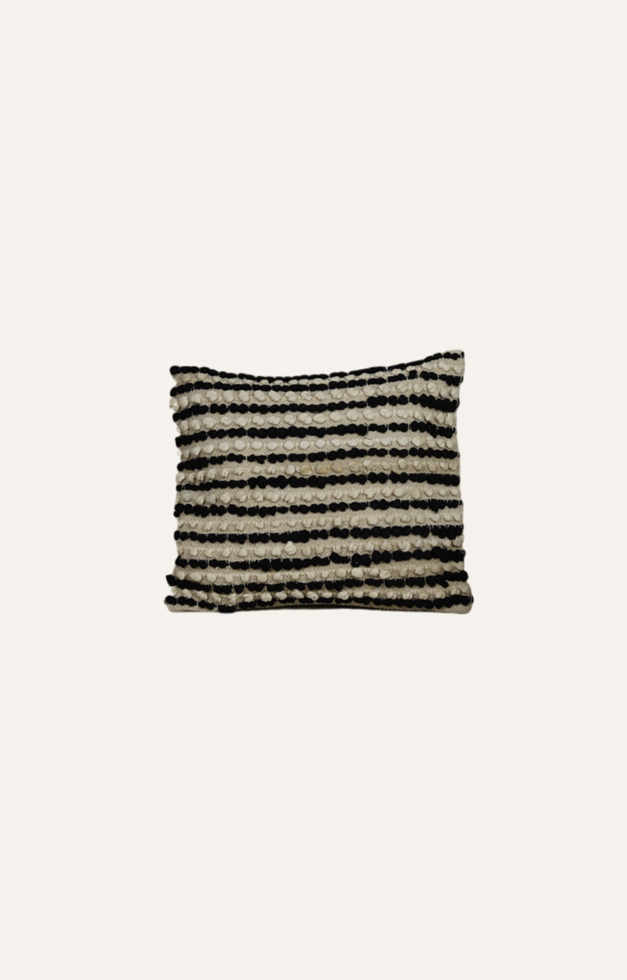 Handwoven Black & Beige Textured Cushion
