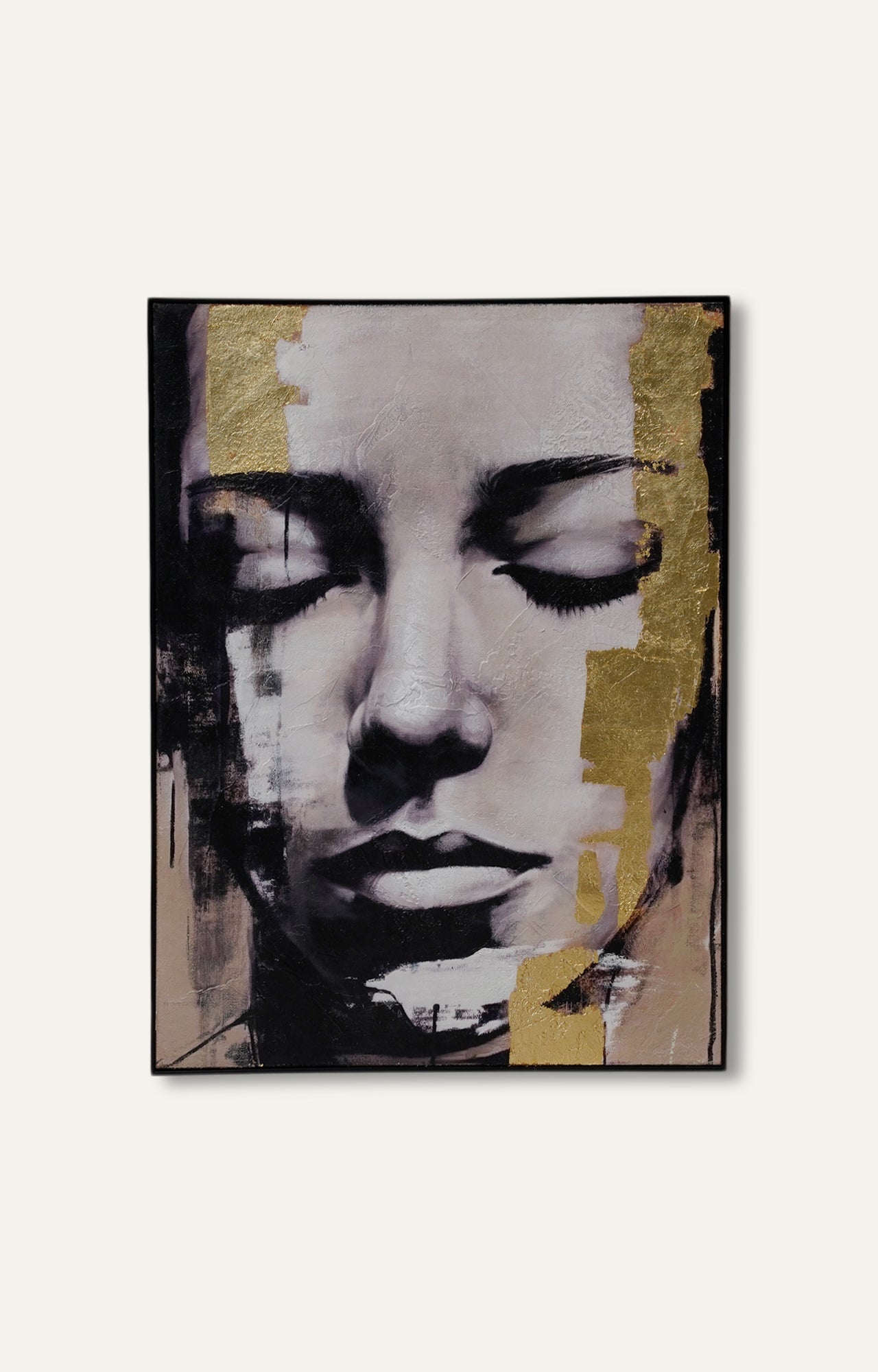 Abstract Girl Textured Art on Hessian with Foil Finish
