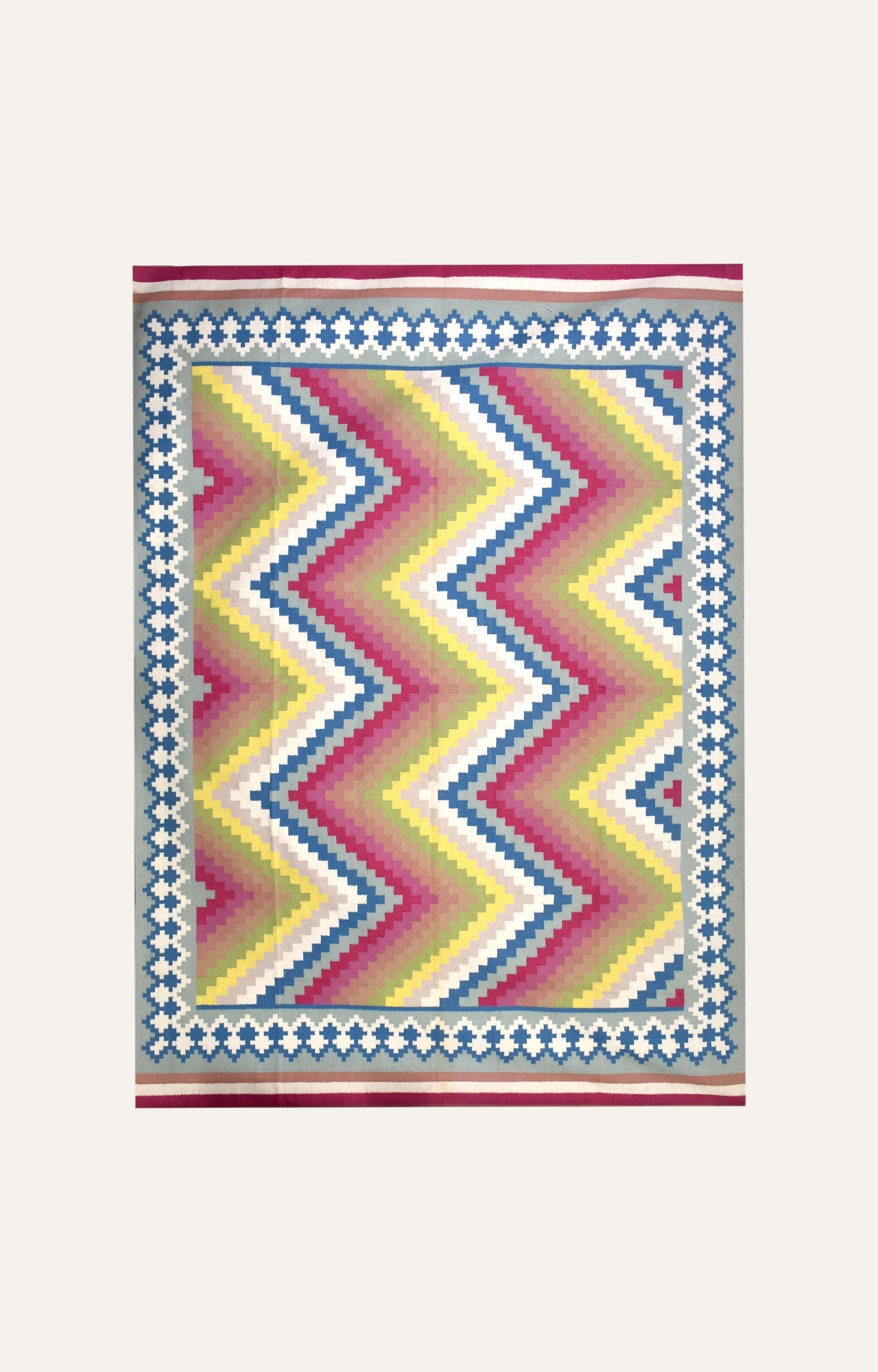 Vibrant Zig Zag Woolen Rug