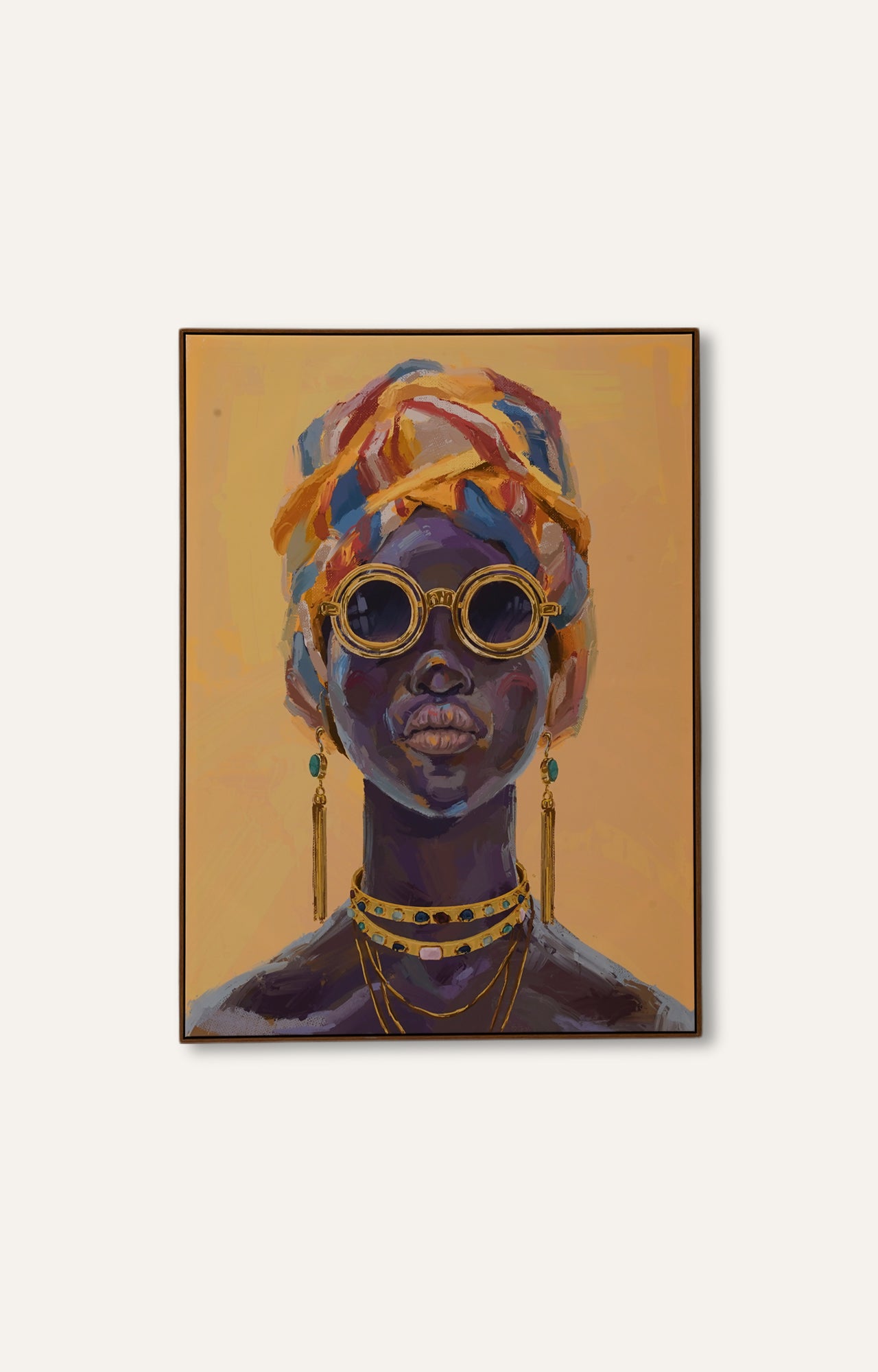 Vogue African Lady Canvas Print with Golden Foil Embellishments Wall Art