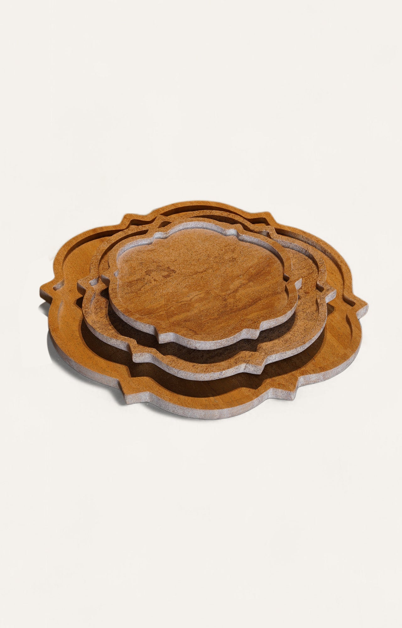 Solano Yellow Marble Platter Set (Set of 3)