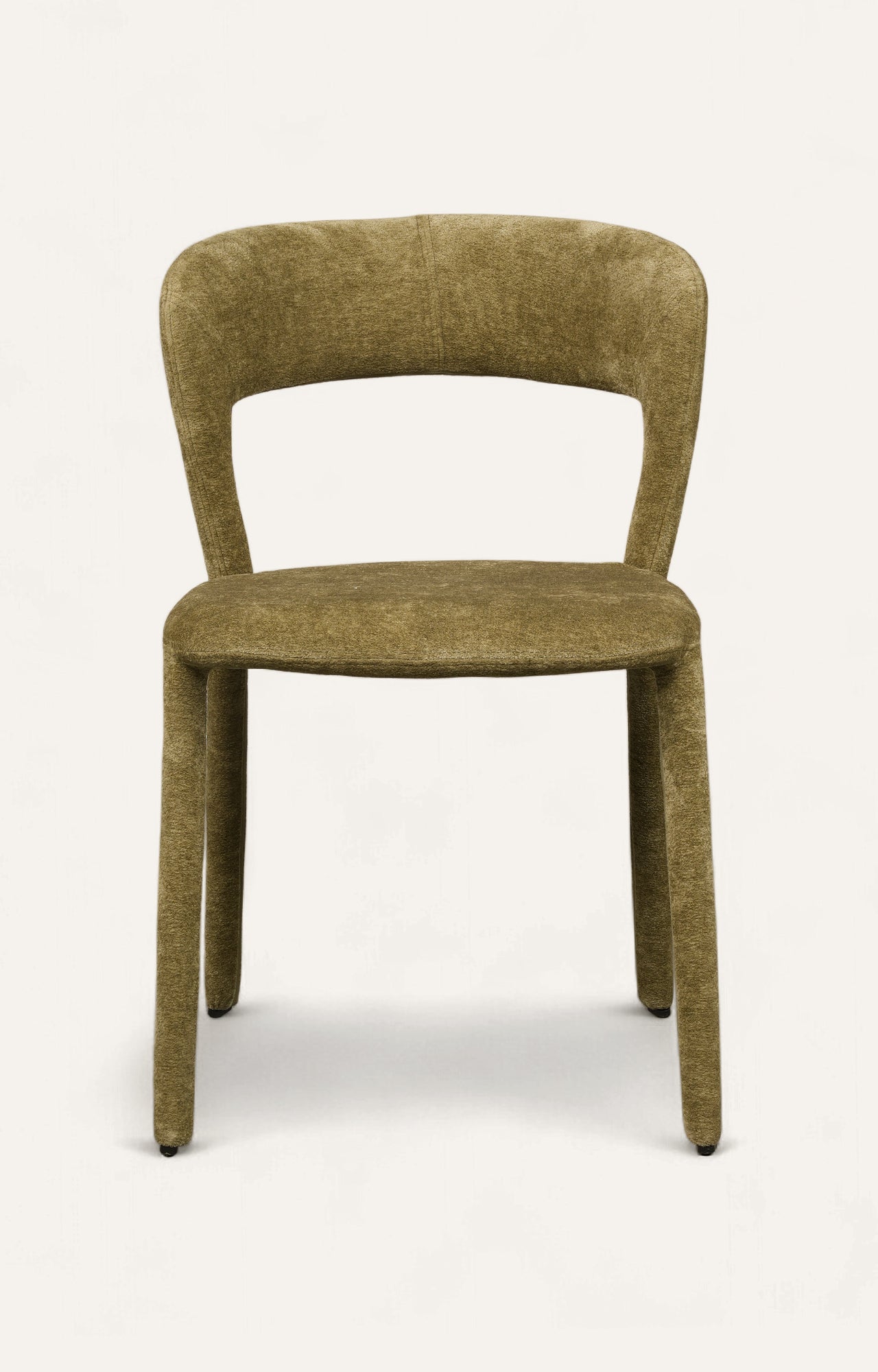 Olive Green Upholstered Dining Chair with Open Back