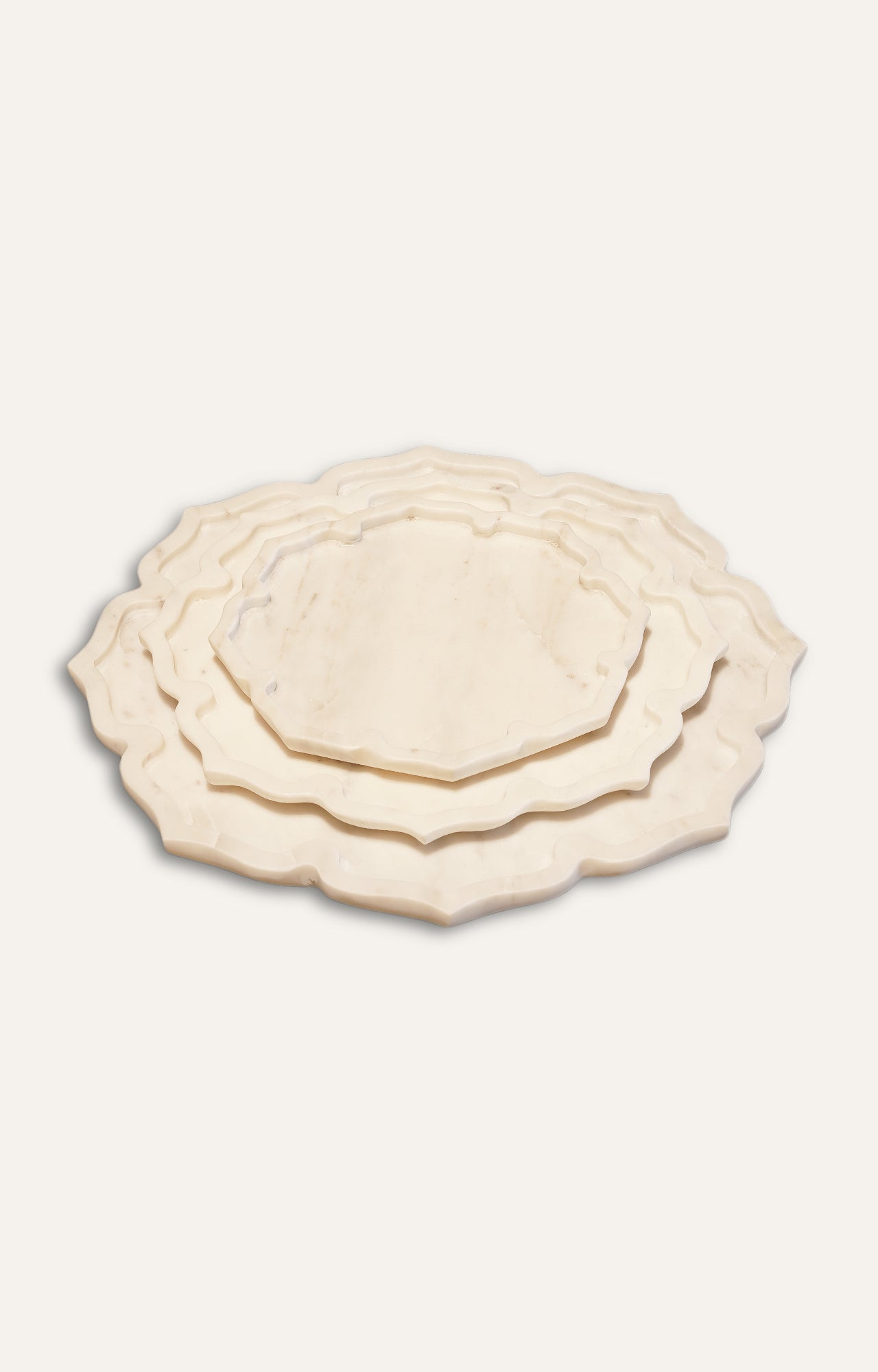 White Marble Maroc Platter – Set of 3 pcs