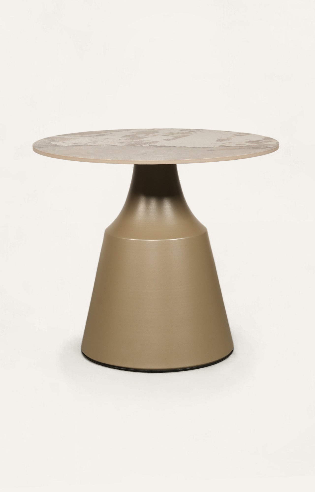 Beige Marble Top Gold Cone Side Table
