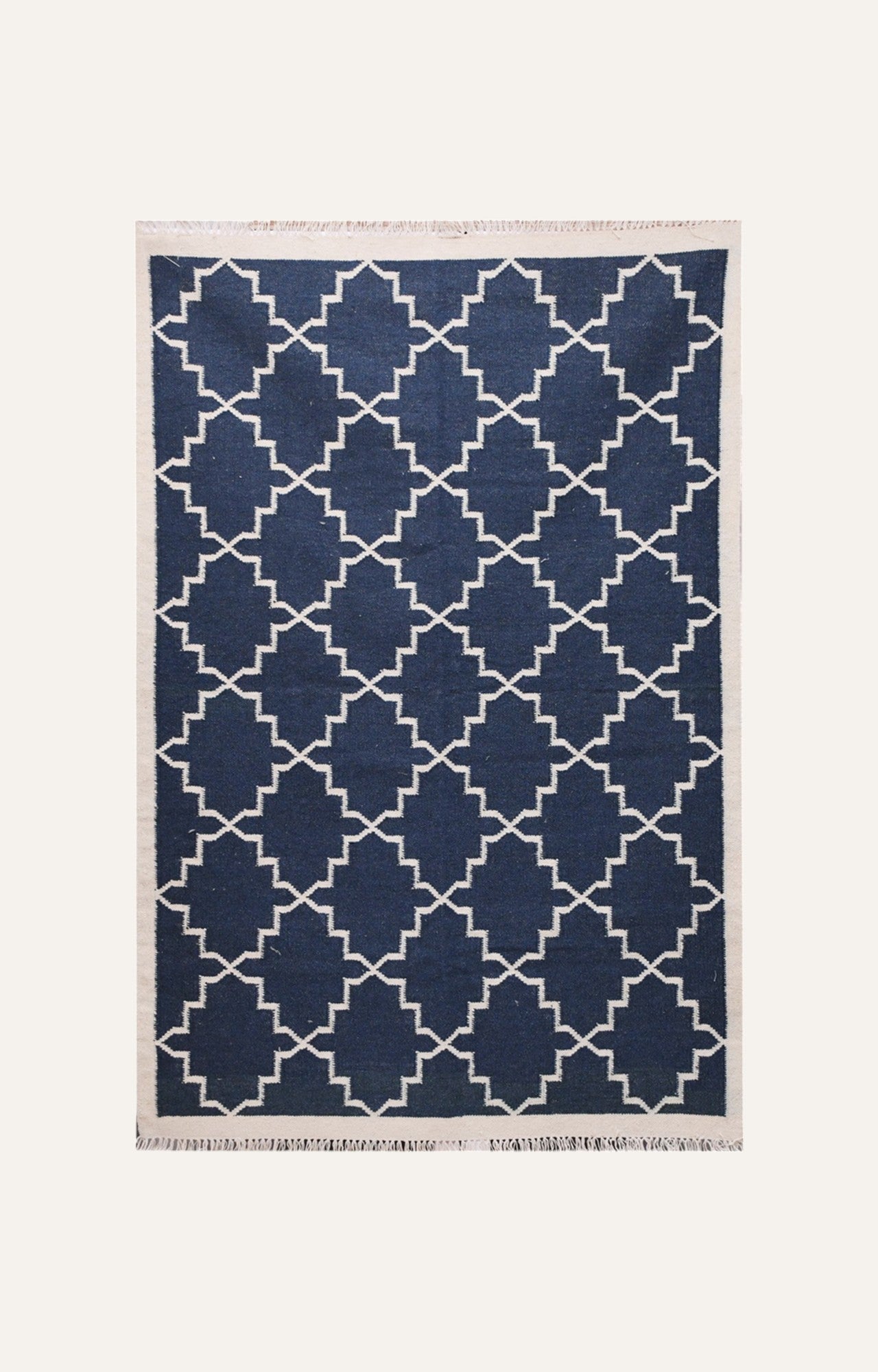 Indigo Blue And White Wavy Pattern  Rug