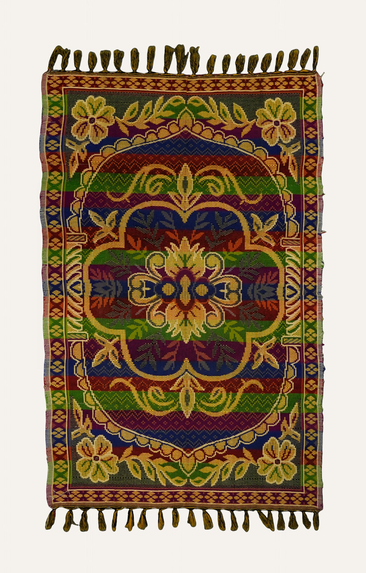 Handwoven Cotton Rug with Bold Floral Patterns