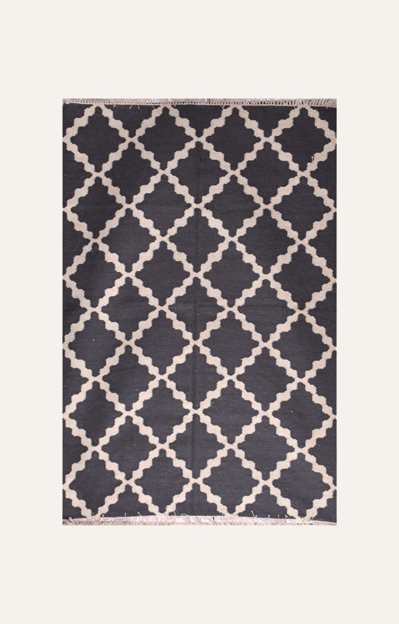 Deep blue and White Grometric Pattern Rug