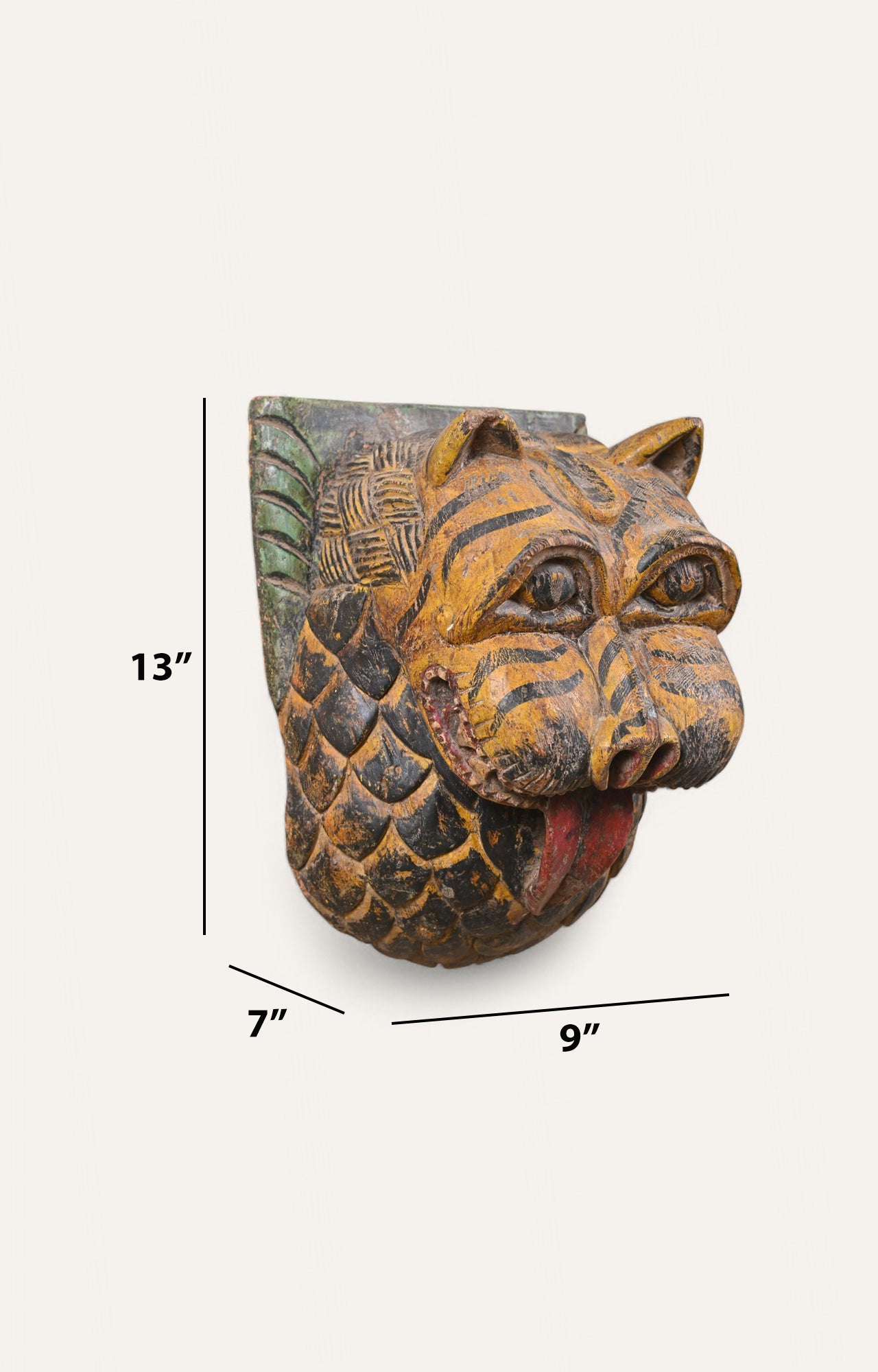 Hand-Carved Wooden Lion Mask