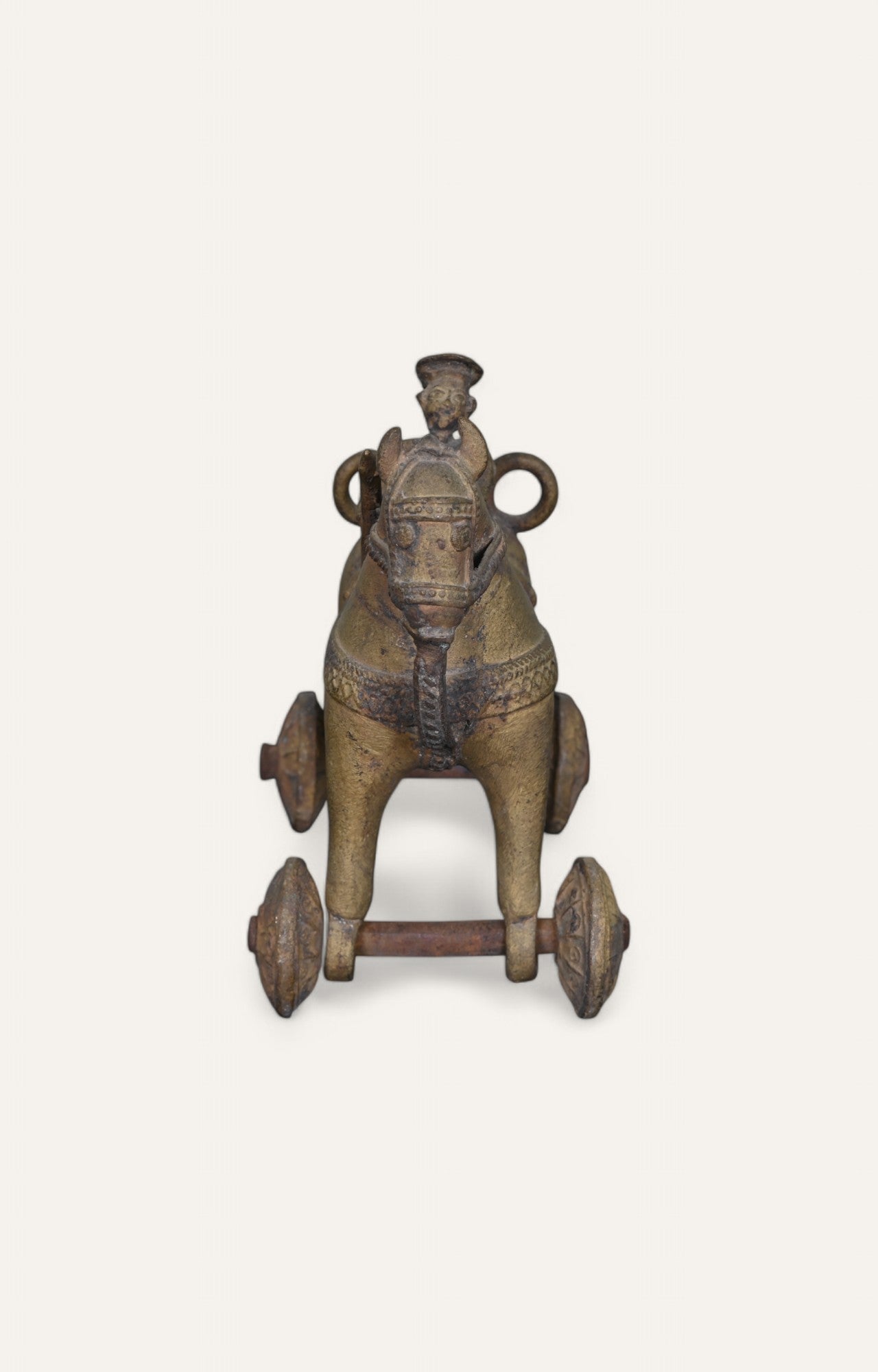 Horse with wheels Brass Vintage Figurine