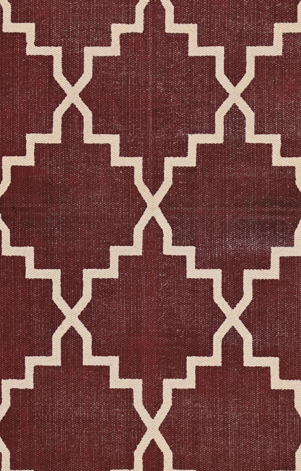 Maroon Trellis Cotton Rug