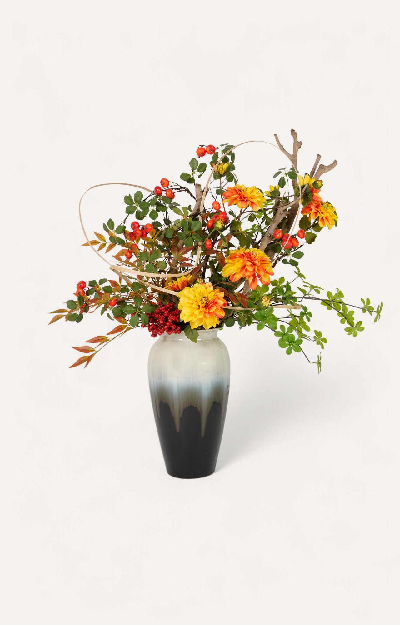 Tall Faux Flower set in Gradient Ceramic Planter