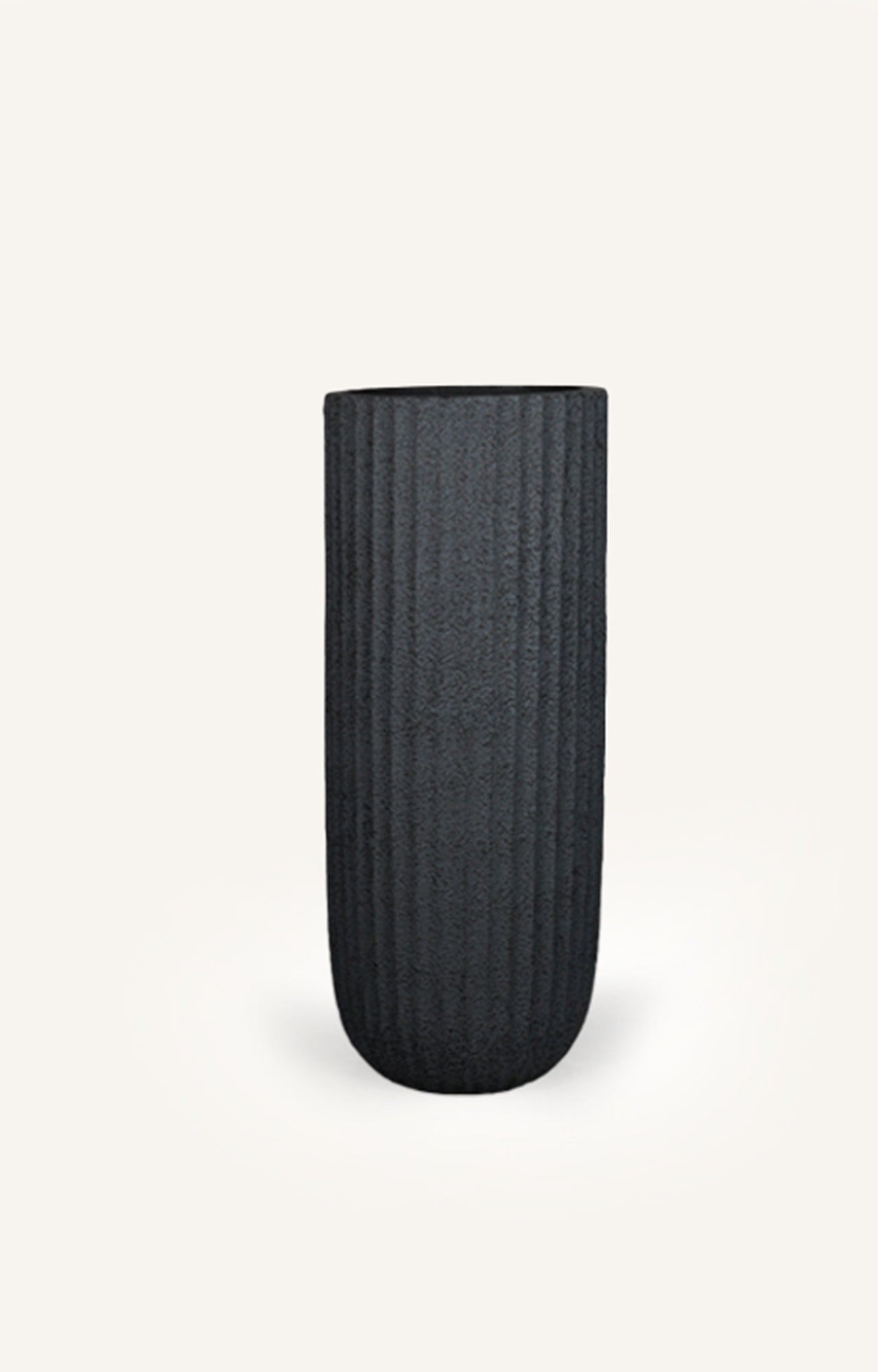 Charcoal Ribbed Resin Planter - Medium