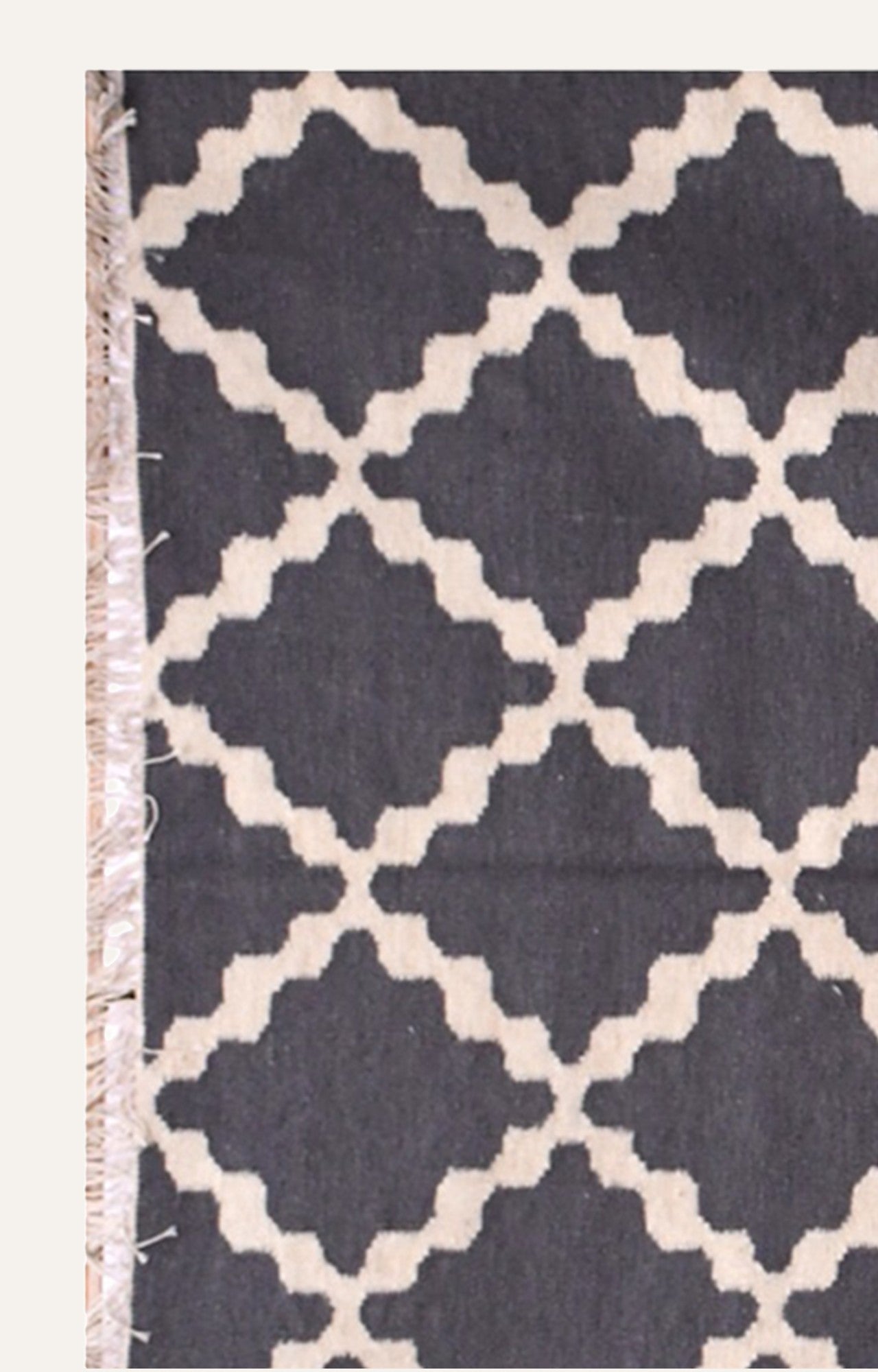 Deep blue and White Grometric Pattern Rug