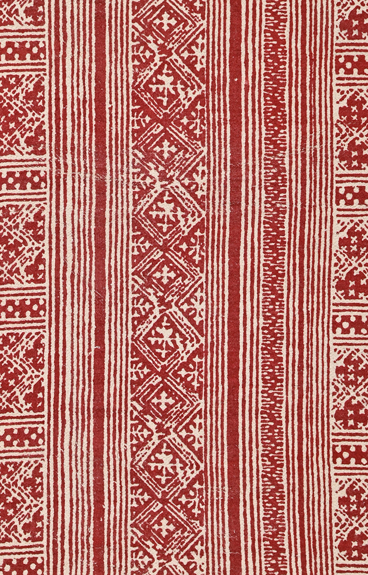 Nordic Stripe Cotton Rug in Red