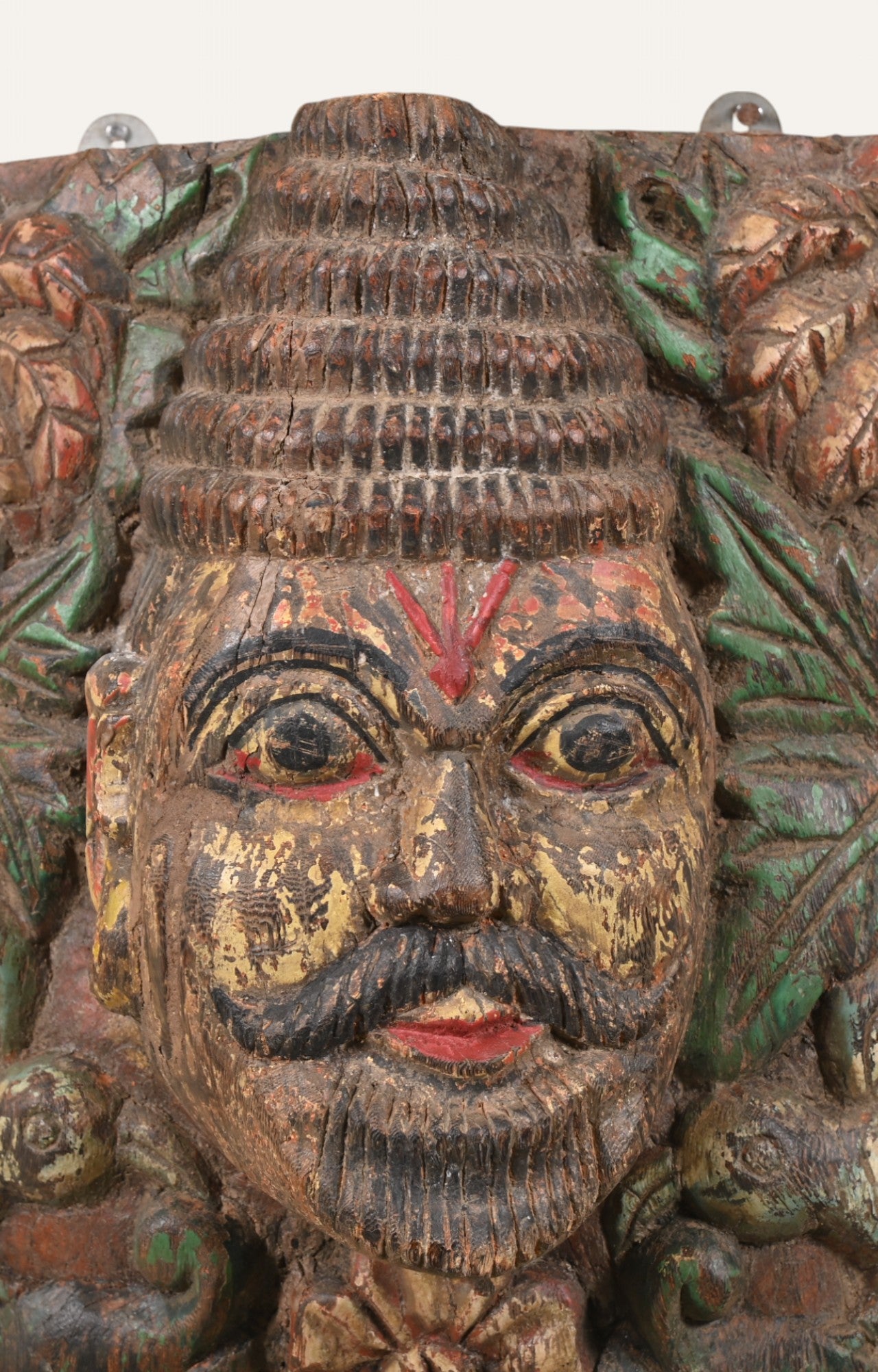 Indian Tribal Man Wooden Hand-Carved Wall Mask