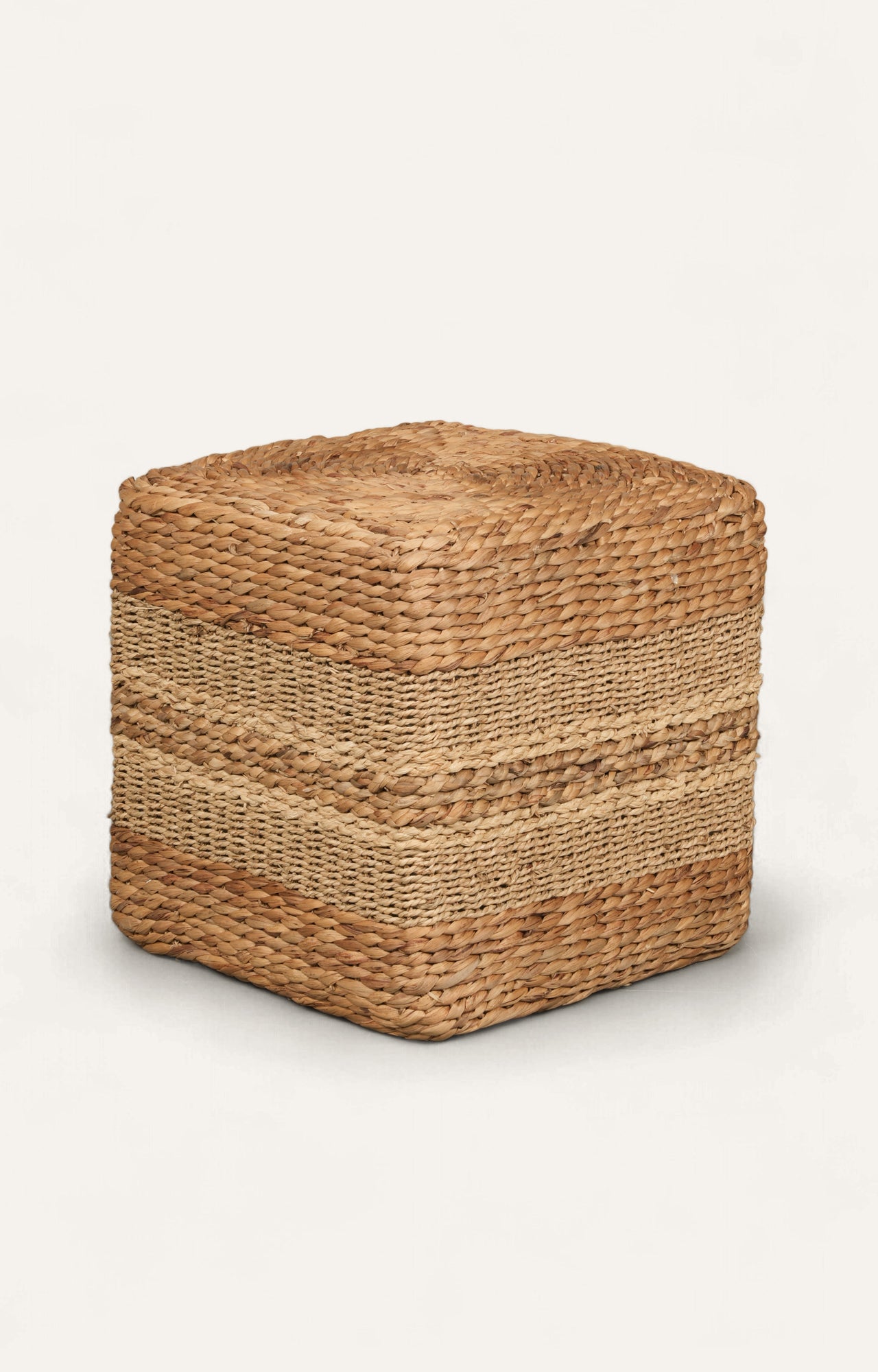 Square Braided Natural Fiber Pouf