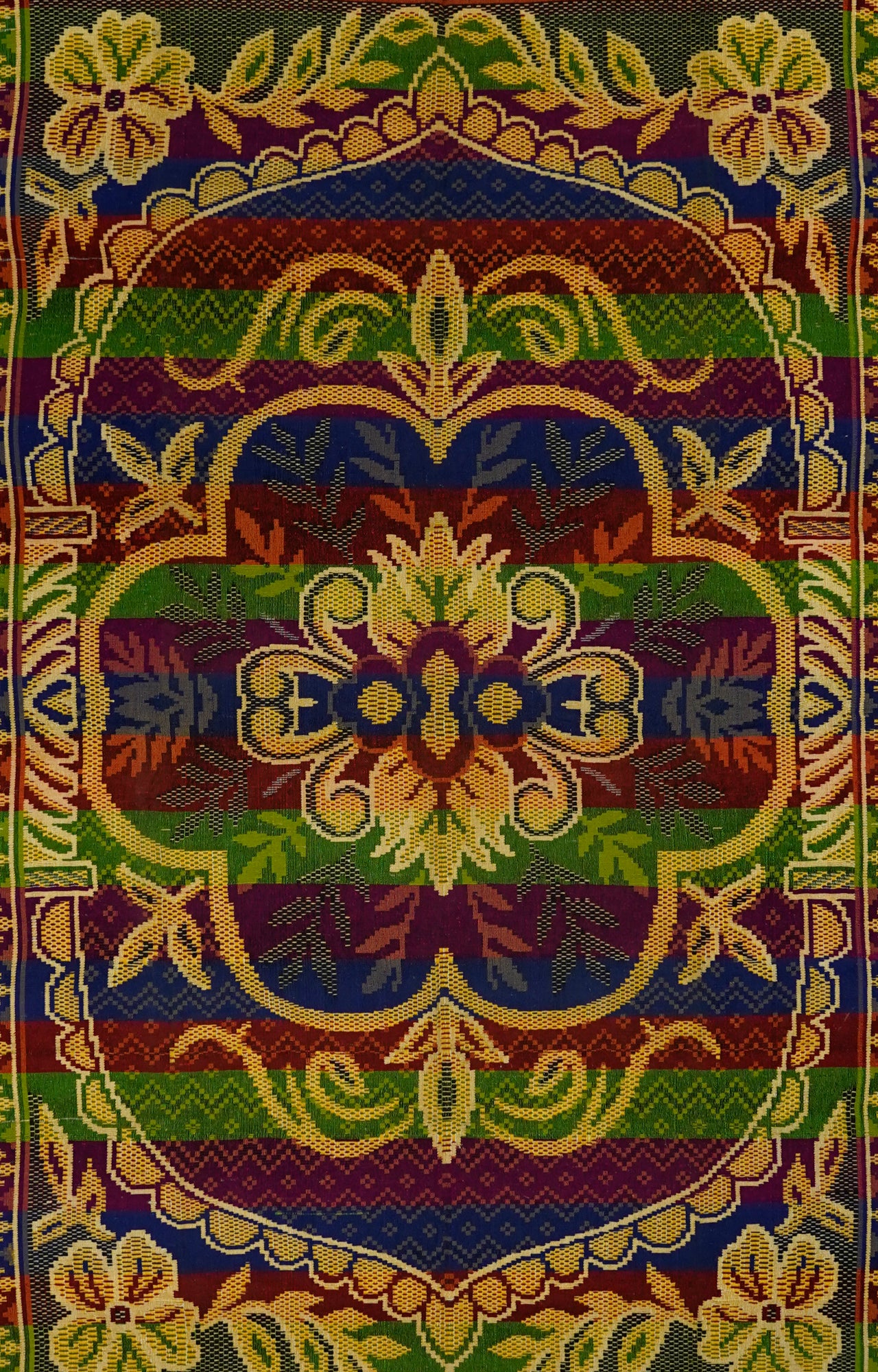 Handwoven Cotton Rug with Bold Floral Patterns