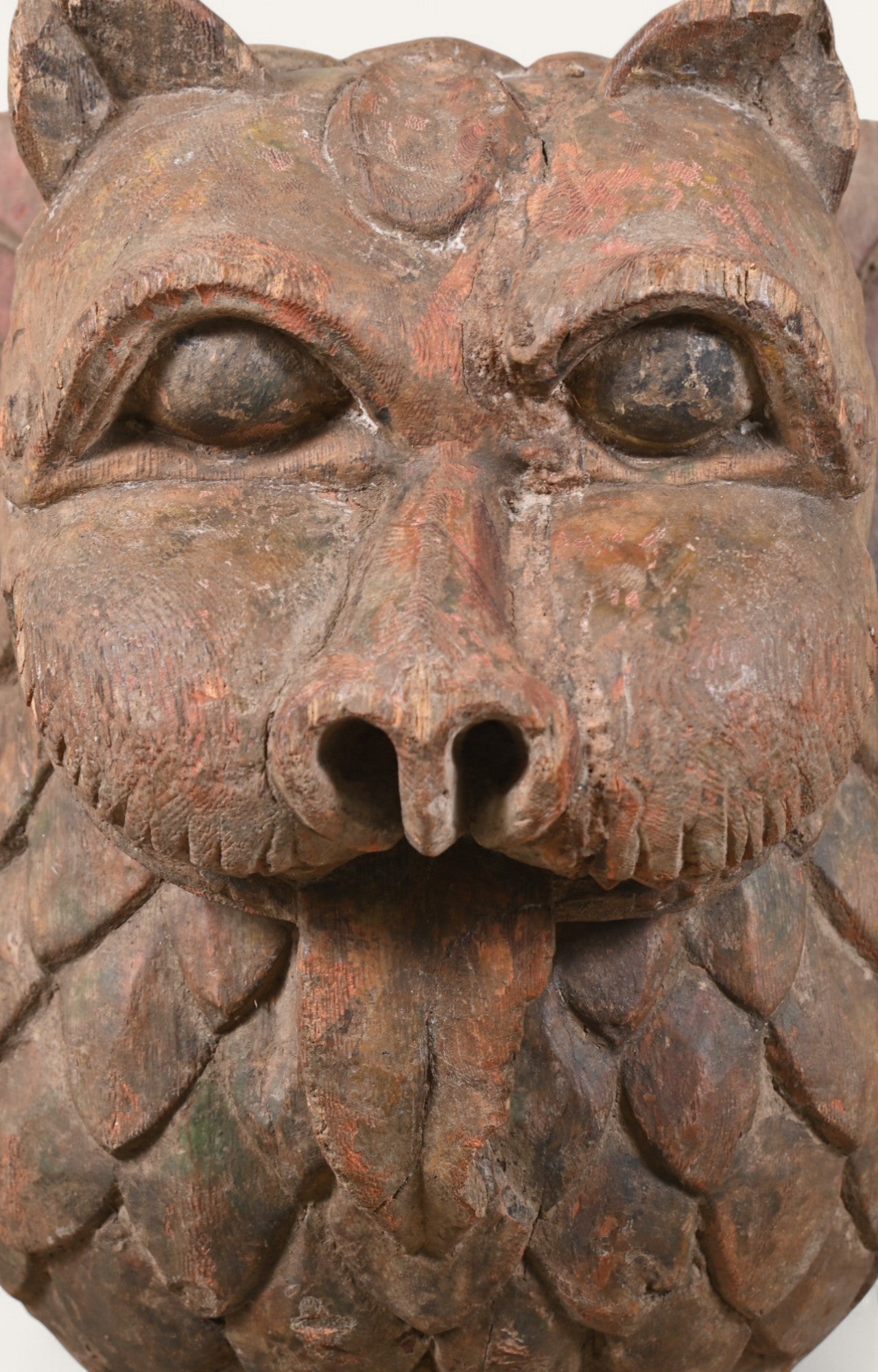 Hand-Carved Wooden Lion Mask