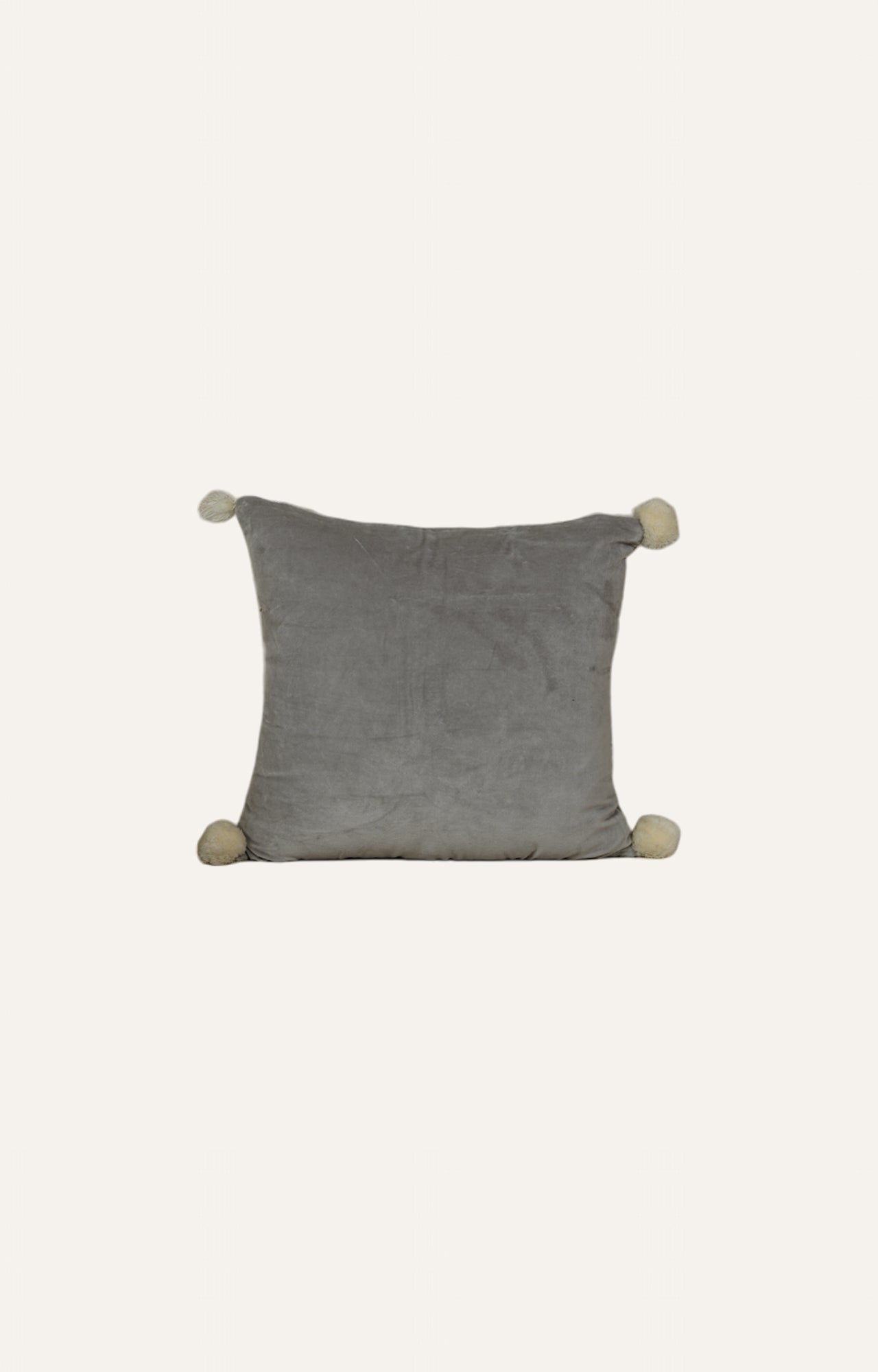 Velvet Cushion with Embroidered Fox Motif