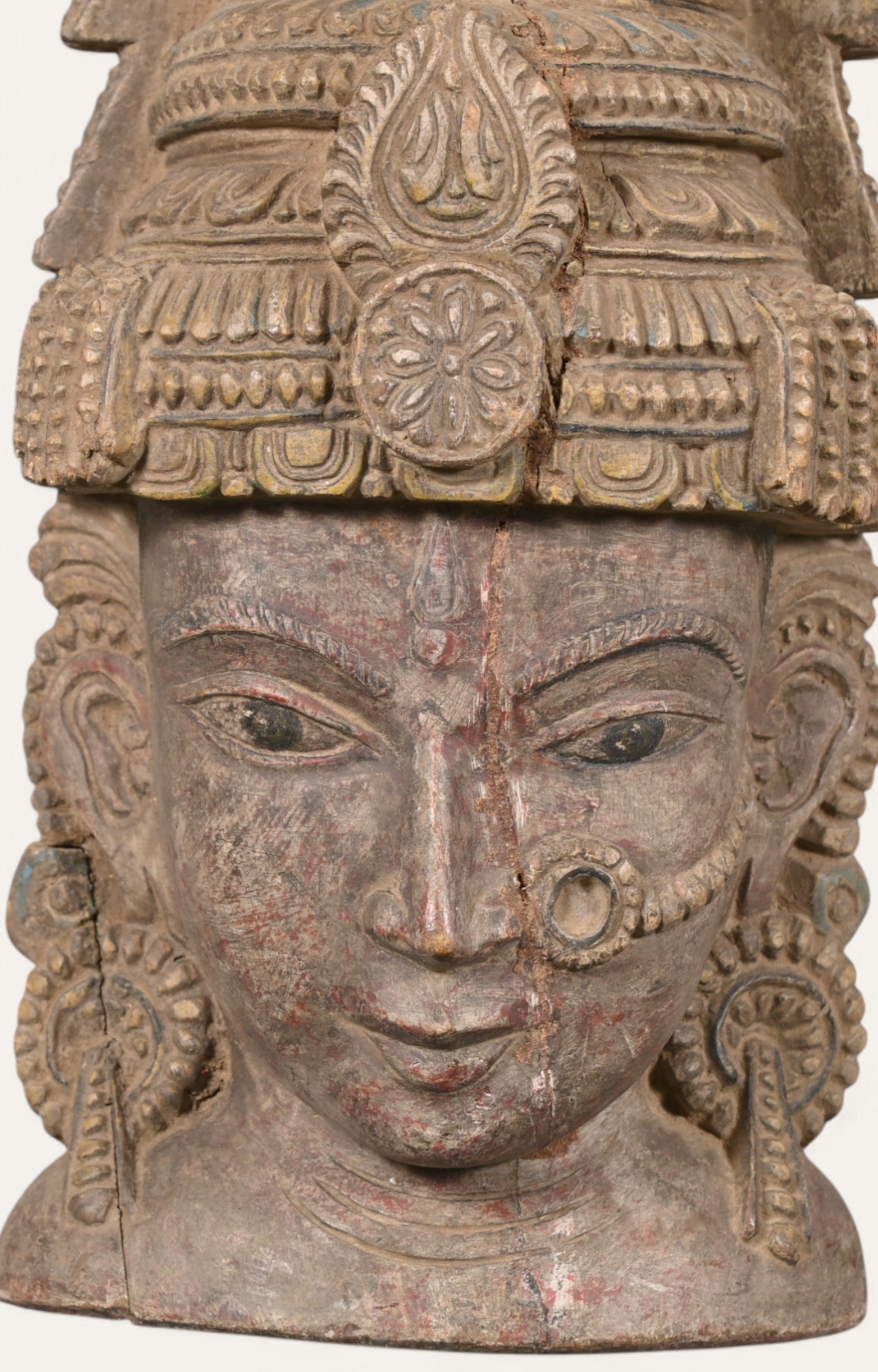 Rustic Hand-Carved Wooden Wall Mask