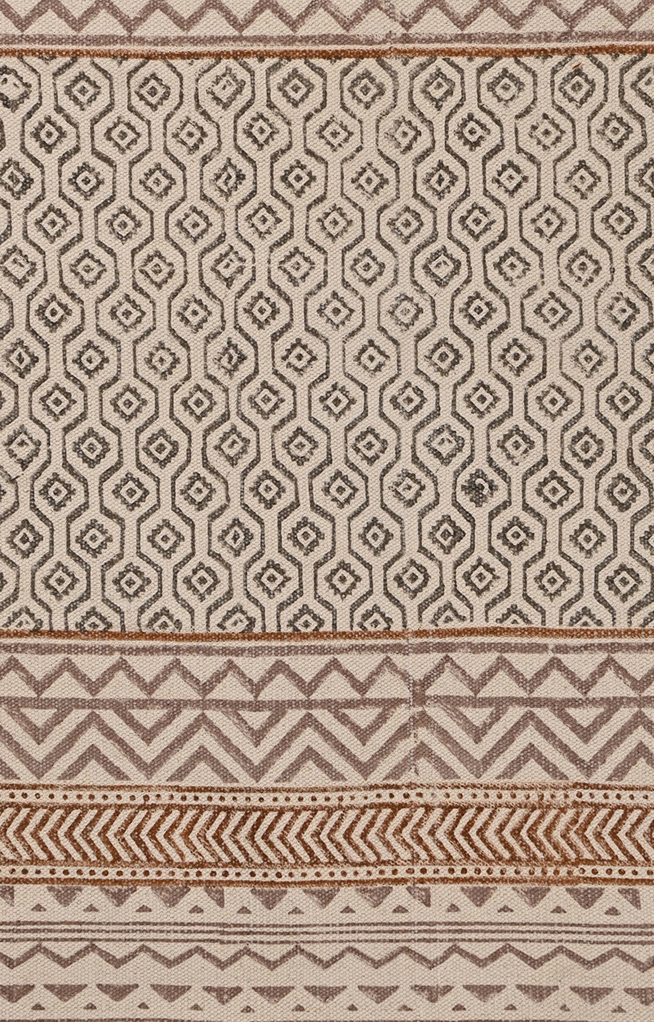 Burnt Ochre Tribal Band Cotton Rug