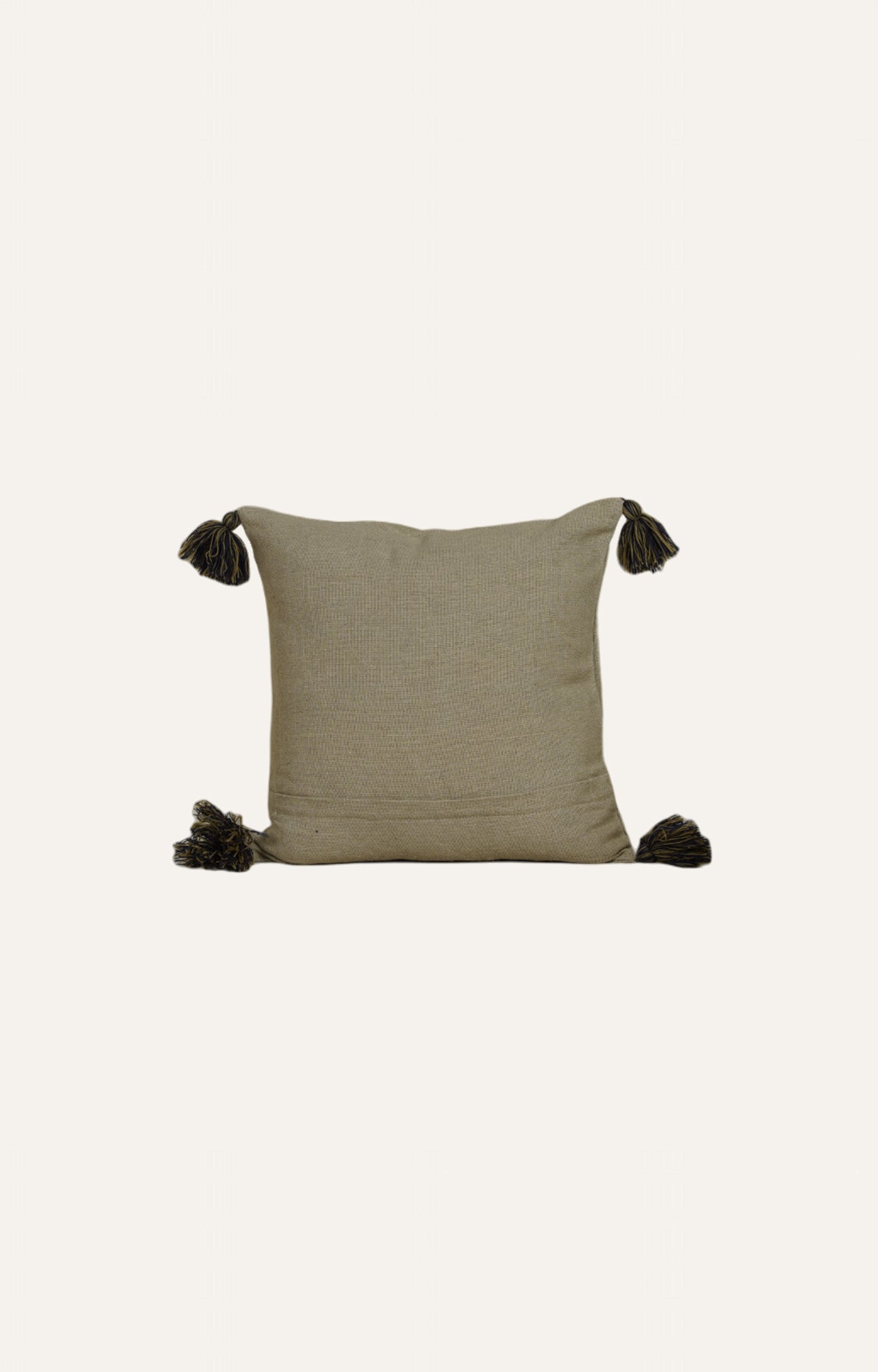 Embroidered Mask Motif Cushion with Tassels