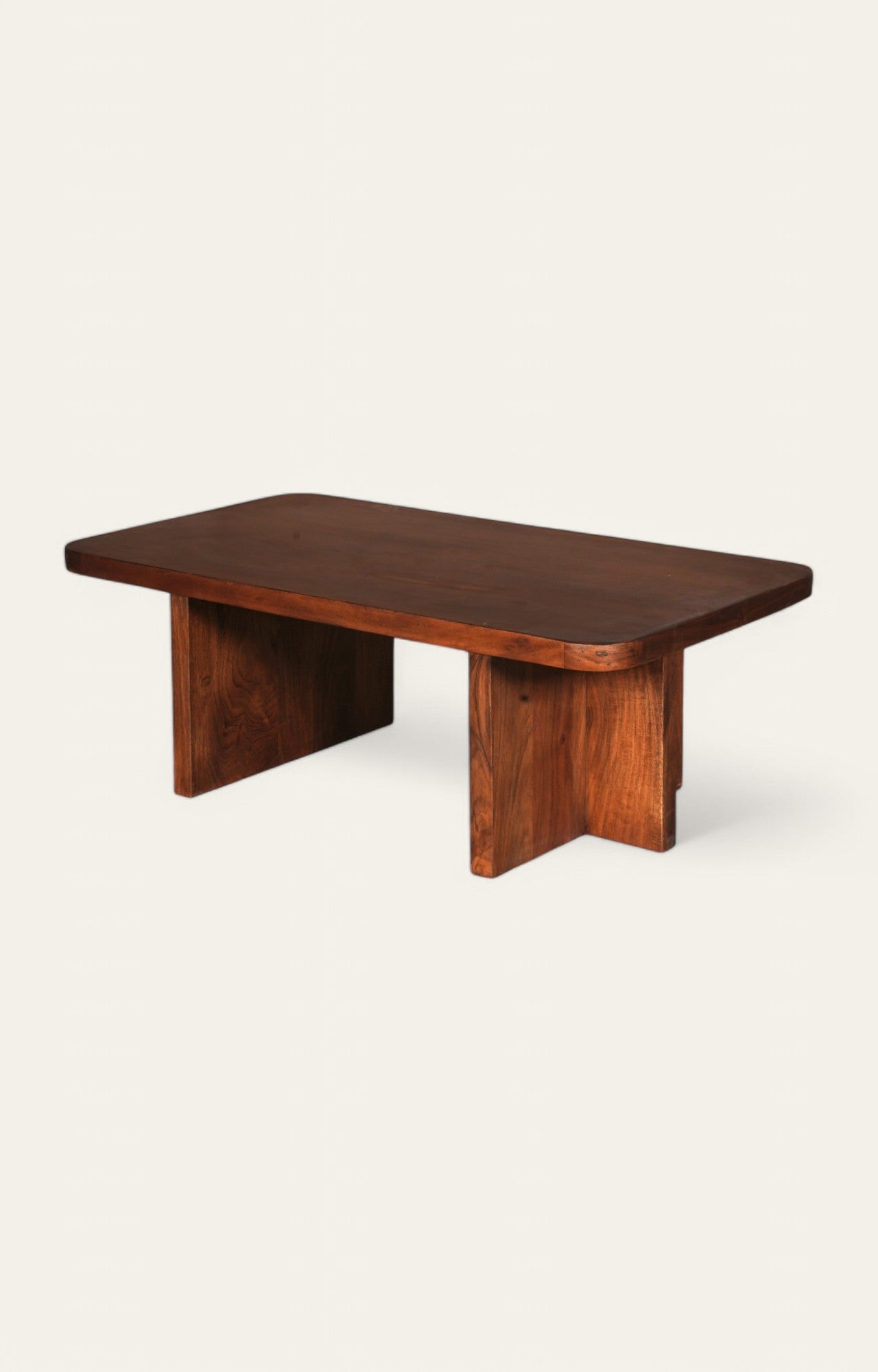Rectilinear Acacia Wood Coffee Table